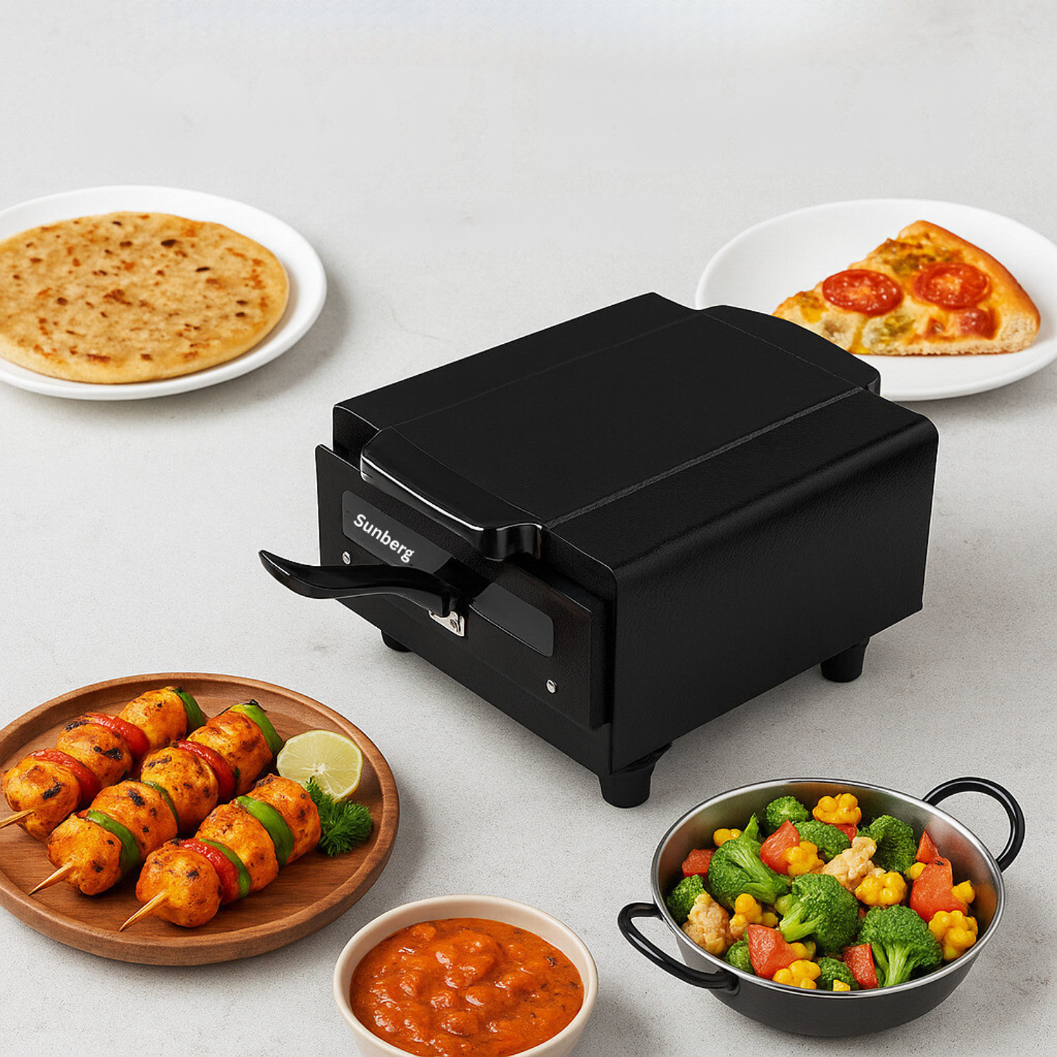 Image of SUNBERG 1500W Compact Home Griller for Tandoori Baking Roasting & Crispy Cooking at Home Electric Tandoor