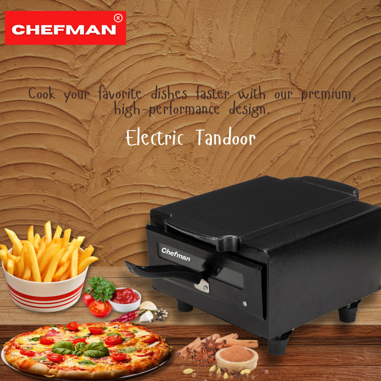 Image of Chefman Advanced 1500W Mini Combo Pizza Oven for Oil-Free Cooking with Accessories Electric Tandoor