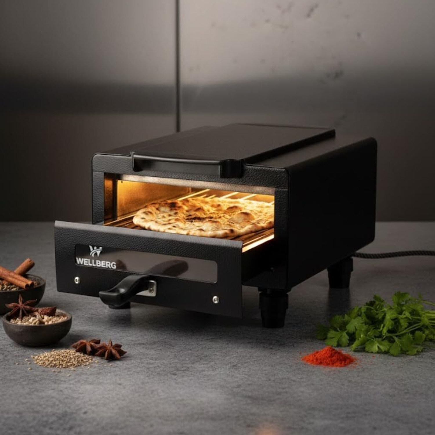 Image of WELLBERG 14-Inch Heavy-Duty Tandoori Pizza Oven for Healthy Roasting and Grilling Needs Electric Tandoor
