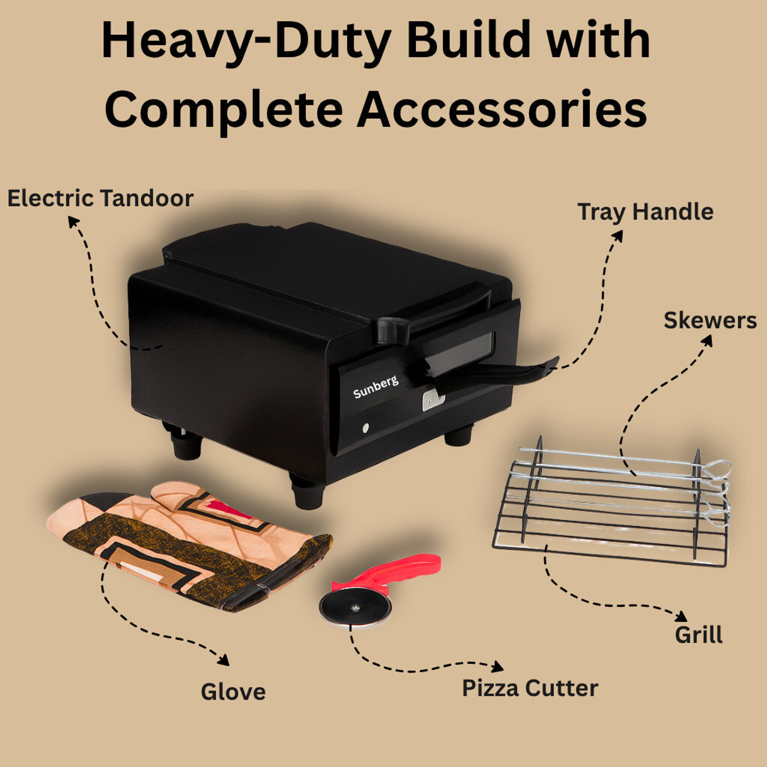 Image of SUNBERG All-in-One Roaster, Griller & Baker for Versatile & Easy Cooking in Home Kitchen Electric Tandoor