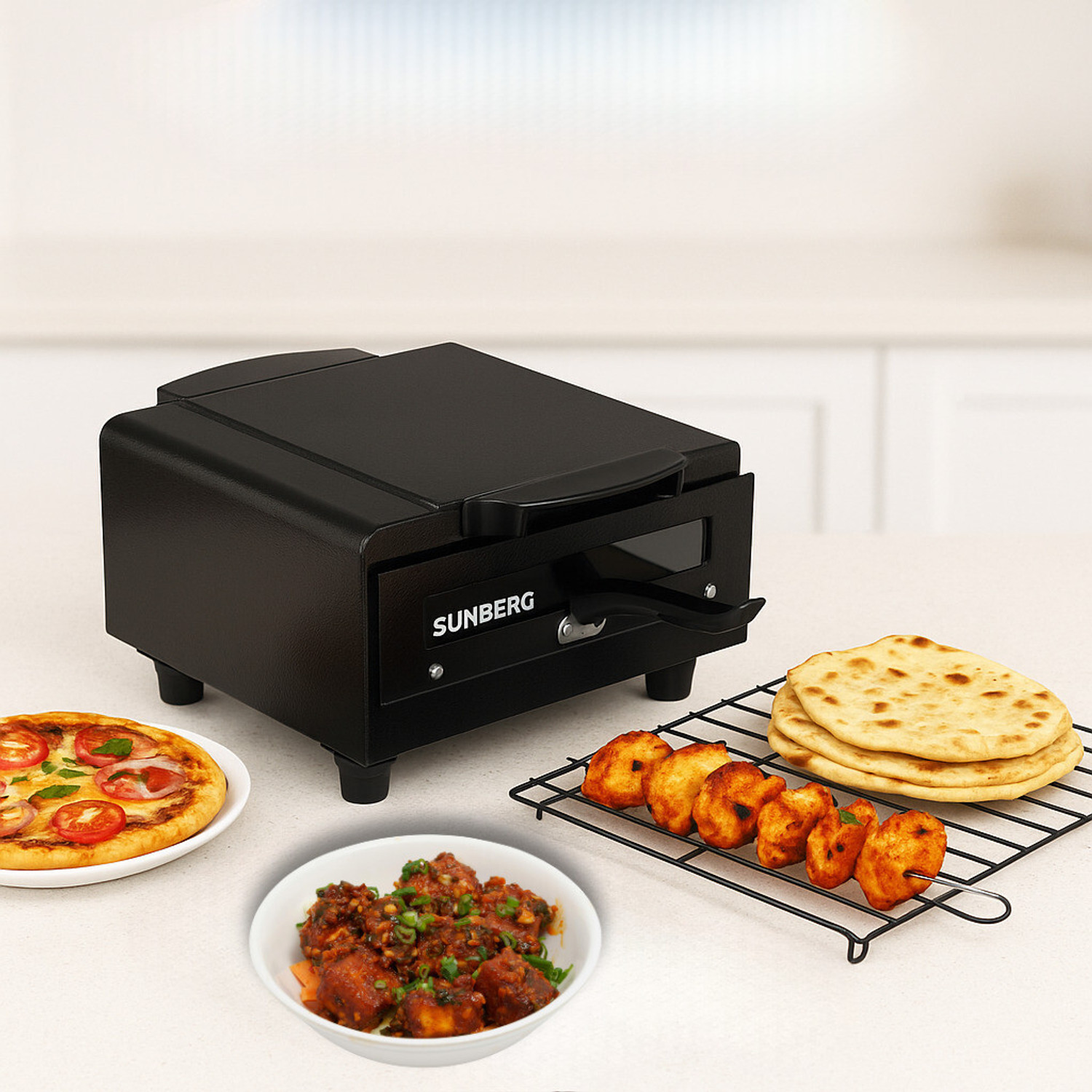 Image of SUNBERG 1500W Compact Home Griller | Great for Quick Grilling, Roasting & Crisp Results Electric Tandoor