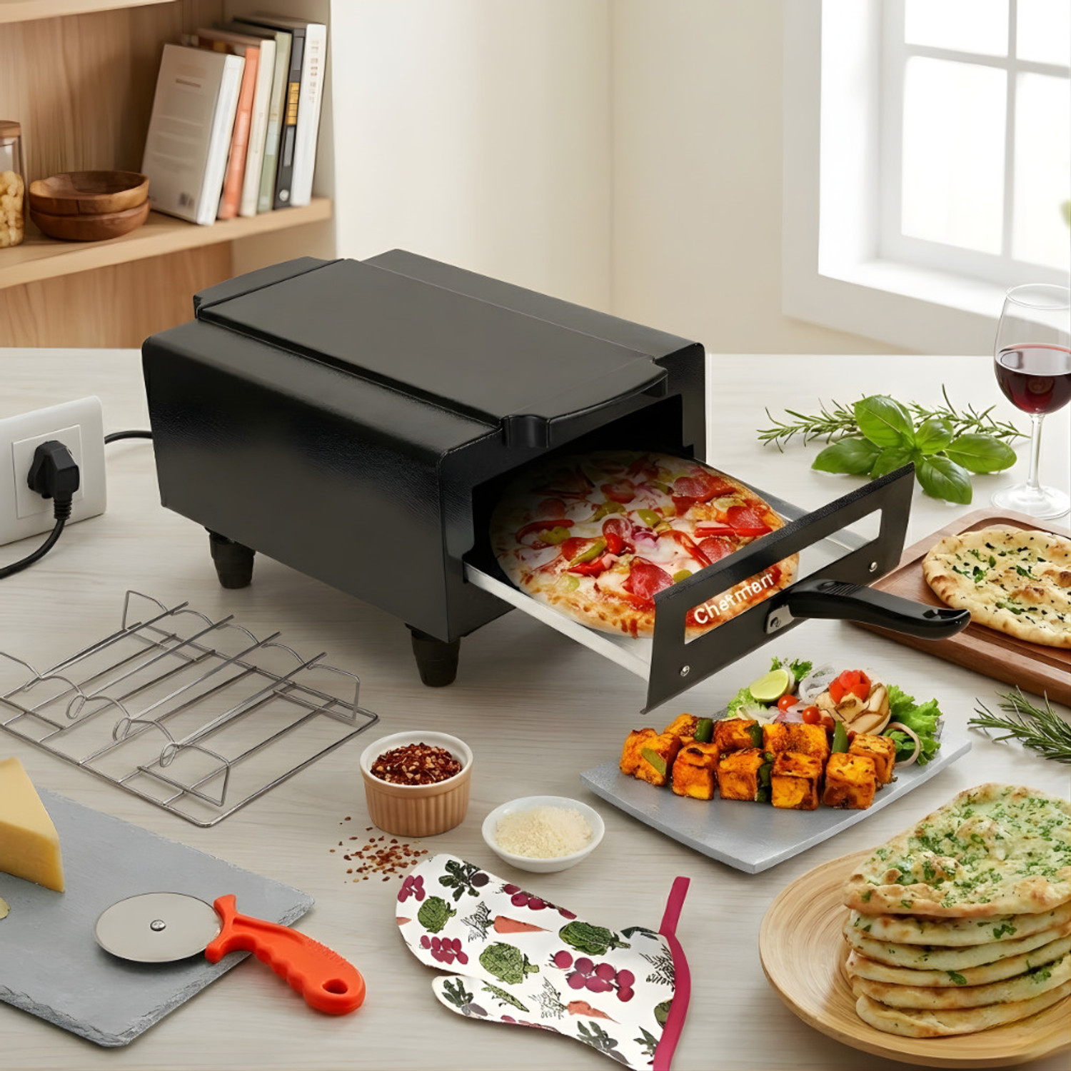 Image of Chefman 14inch Pizza Maker Oven for Home Kitchen�Ideal for Baking, Roasting, & Grilling Electric Tandoor