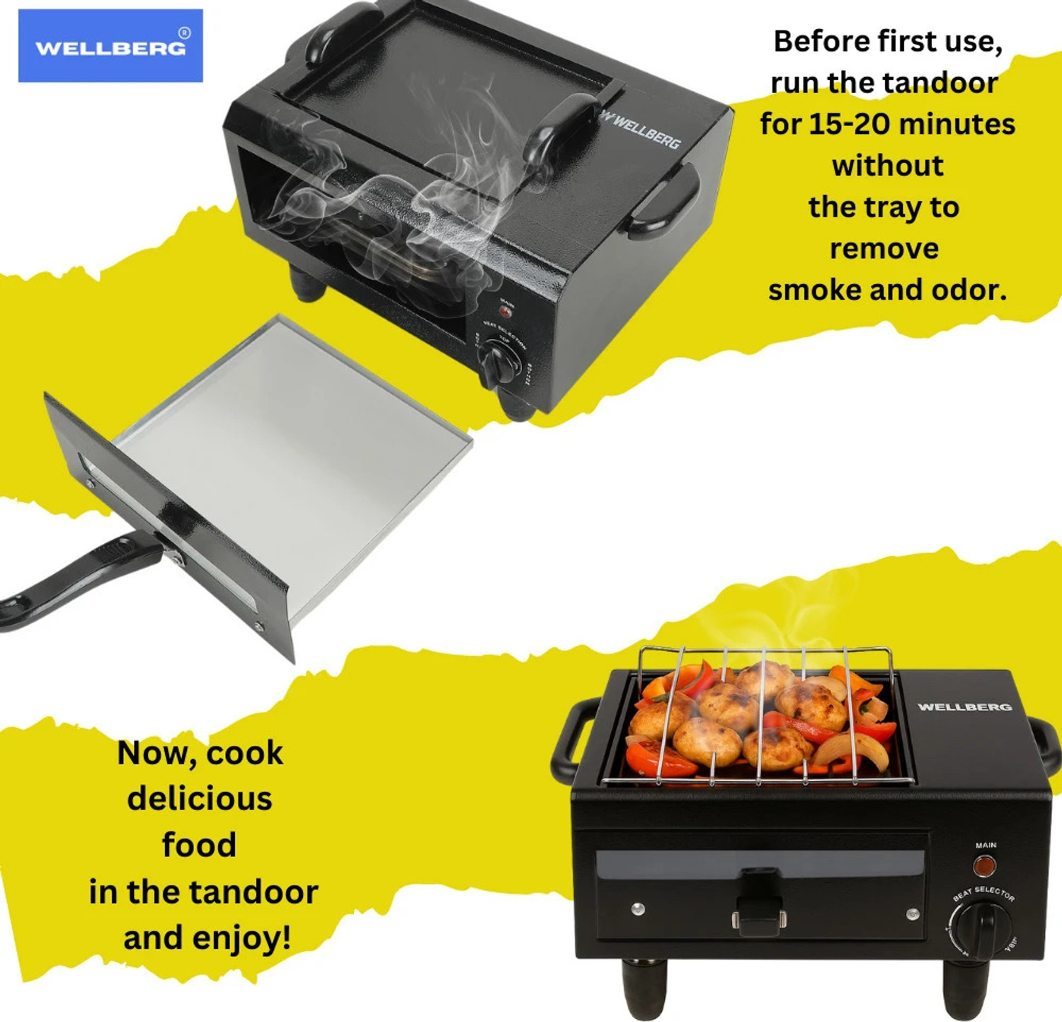 Image of WELLBERG Premium Dual 2-in-1 Pizza Oven with Upper Tray for Home Cooking Needs Electric Tandoor