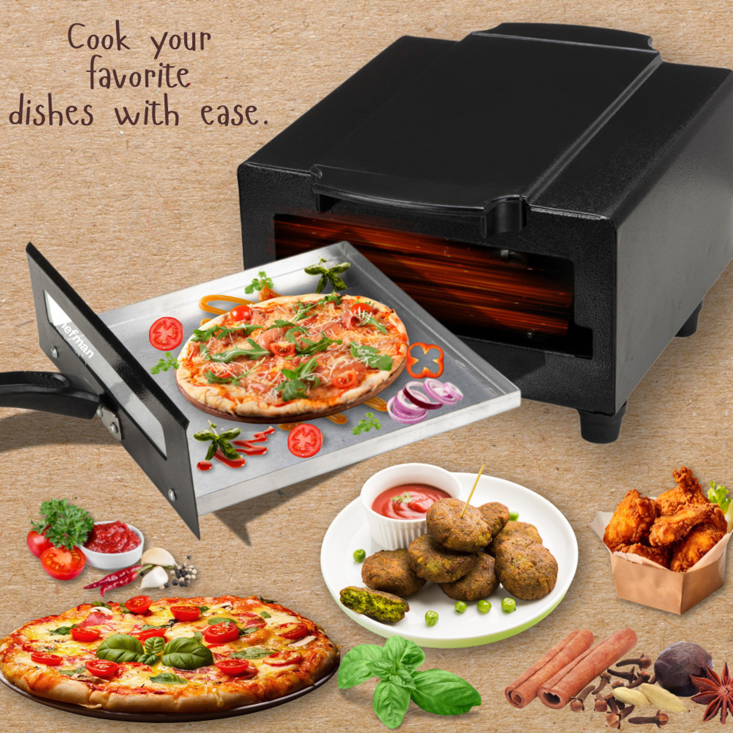Image of Chefman Mini Advance Multi-Purpose Combo Smart Pizza & Naan Maker for Home Use Electric Tandoor