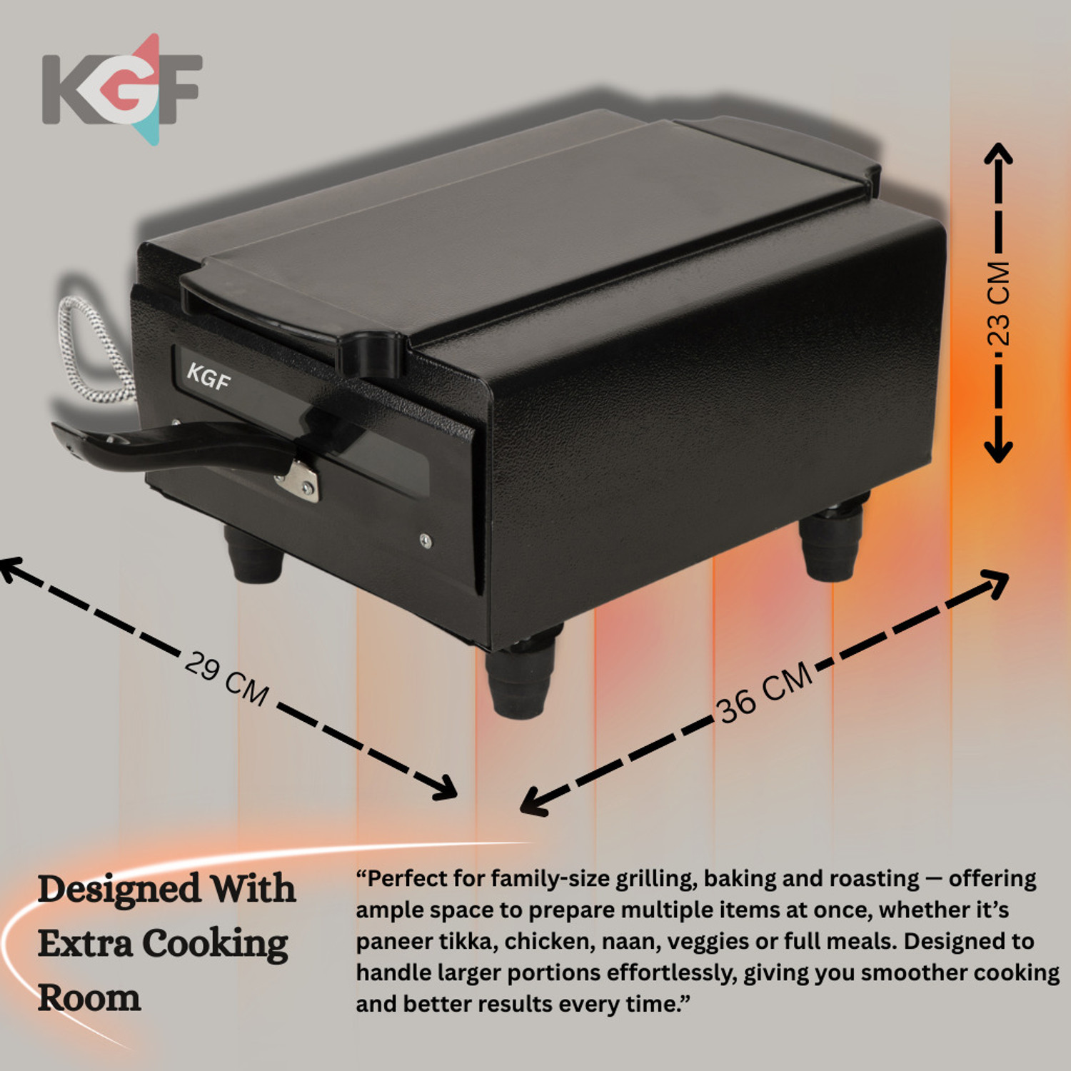 Image of KGF Compact 14 Inch 2000W Grill Oven for Kebabs, Roasts, and Tandoori Cooking Electric Tandoor