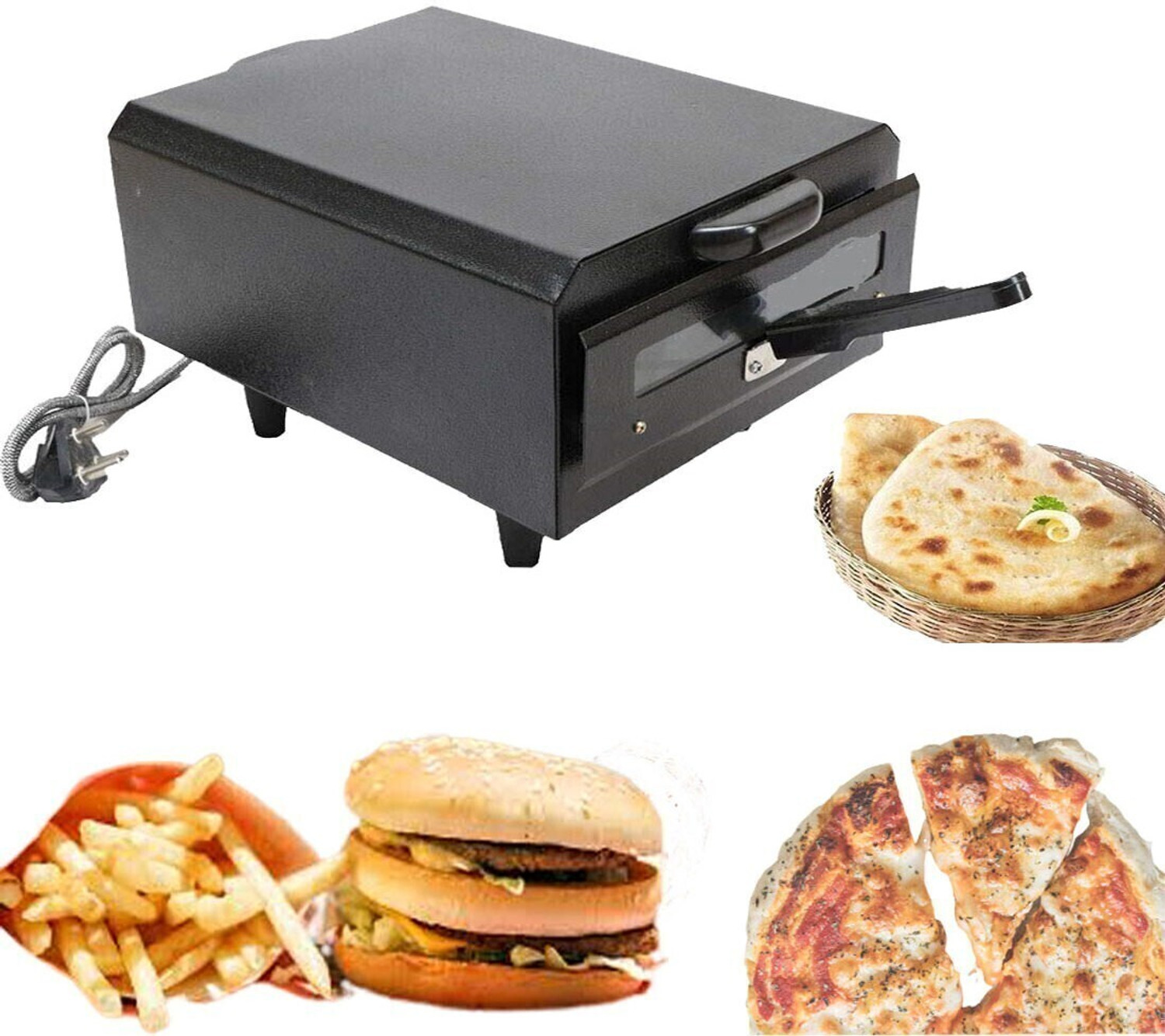 Image of WELLBERG Advance Mini 10-Inch Combo Grill�Multi-Purpose Cooking for Pizza, Naan, and More Electric Tandoor