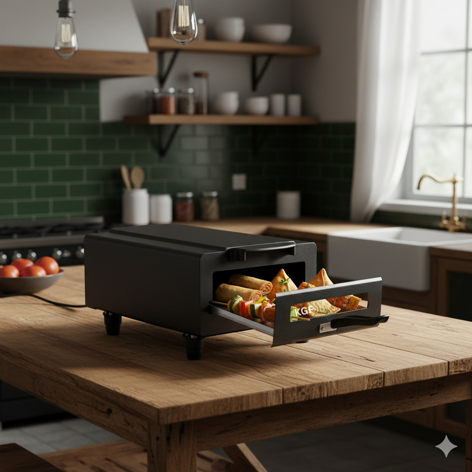 Image of KGF Countertop 14 Inch 2000W Grill Oven with Even Heat Distribution for Home Cooking Electric Tandoor