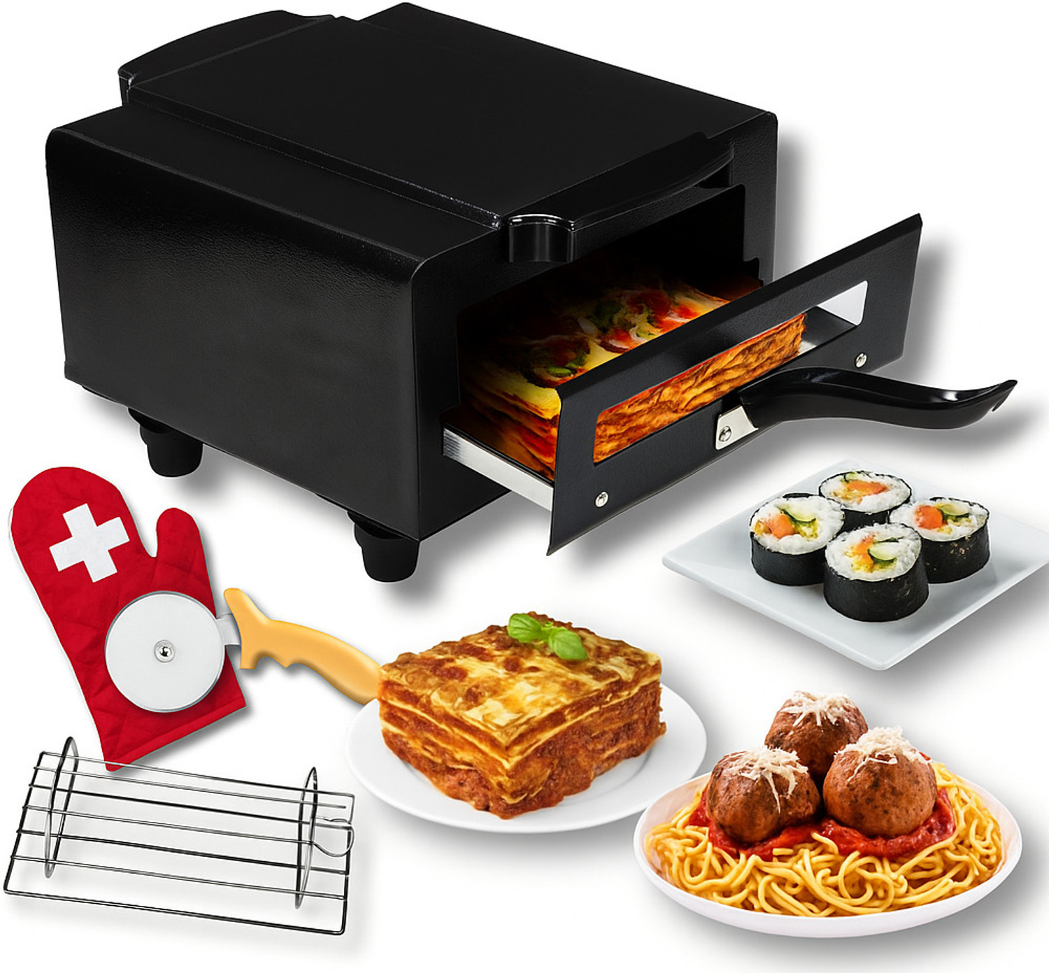 Image of WELLBERG Compact 1500W Grill Oven | Ideal for Home Cooking, Baking, Toasting & Reheating Electric Tandoor