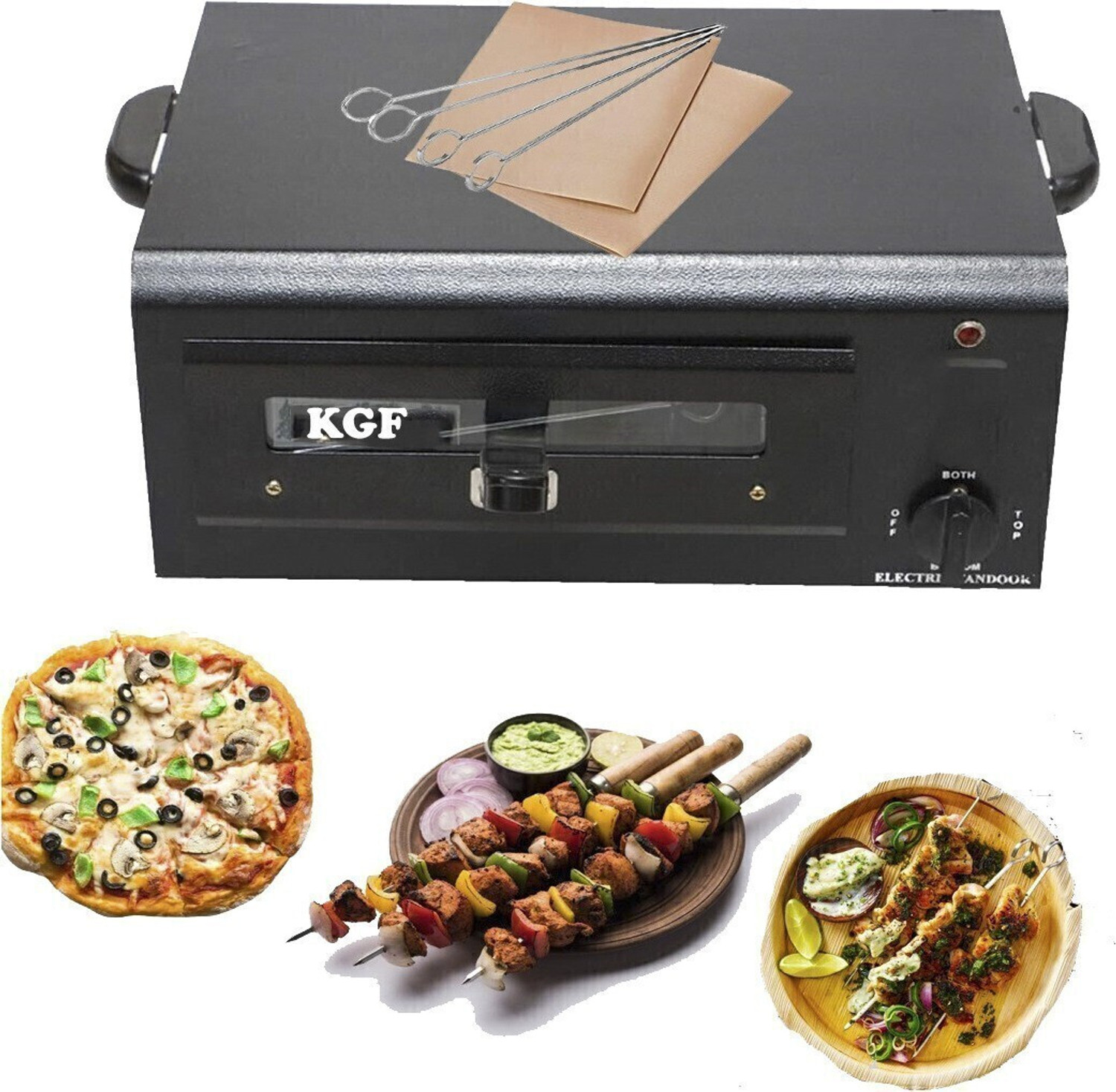 Image of KGF 16inch 2200W Large Pizza Maker for Naan Tandoori Roti with Element OnOff Switch Electric Tandoor