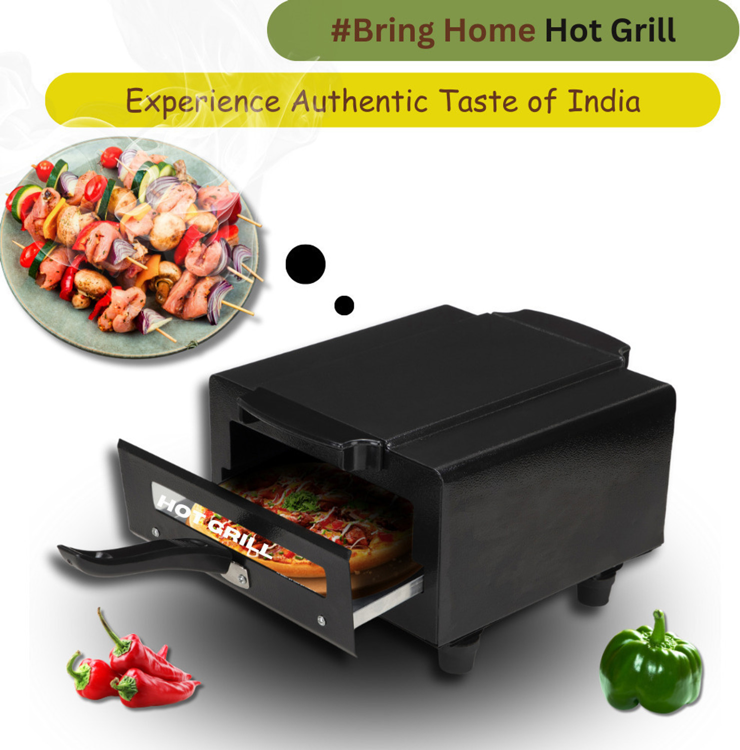 Image of Hot Grill 10-Inch Pizza Maker for Roti, Naan, and Grilling Perfect for Home & Restaurant Electric Tandoor