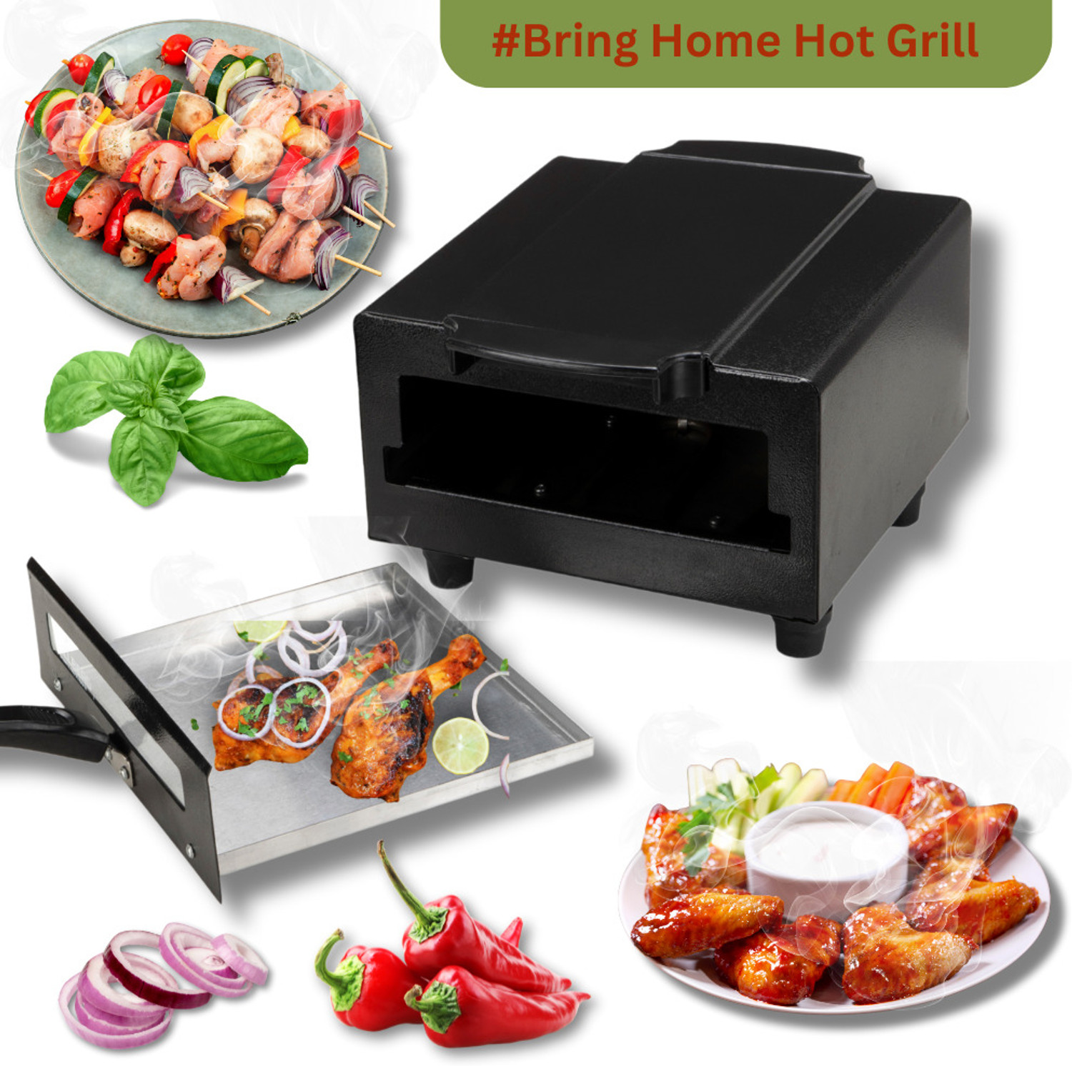 Image of Hot Grill Mini Pizza Maker Oven | 1500W | Compact & Efficient Cooking Appliance for Home Electric Tandoor