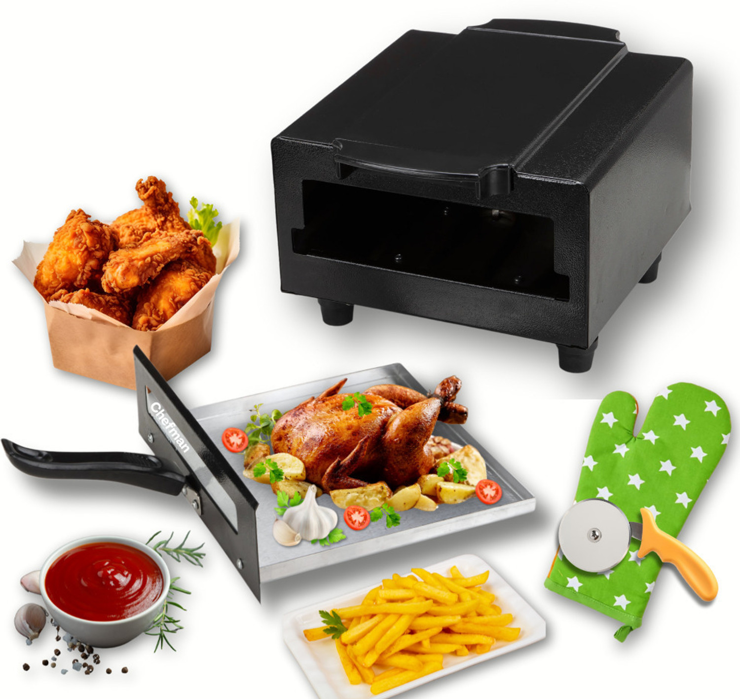 Image of Chefman Compact Pizza Maker Oven | 1500W | Healthy Cooking, Toasting, Grilling & Baking Electric Tandoor