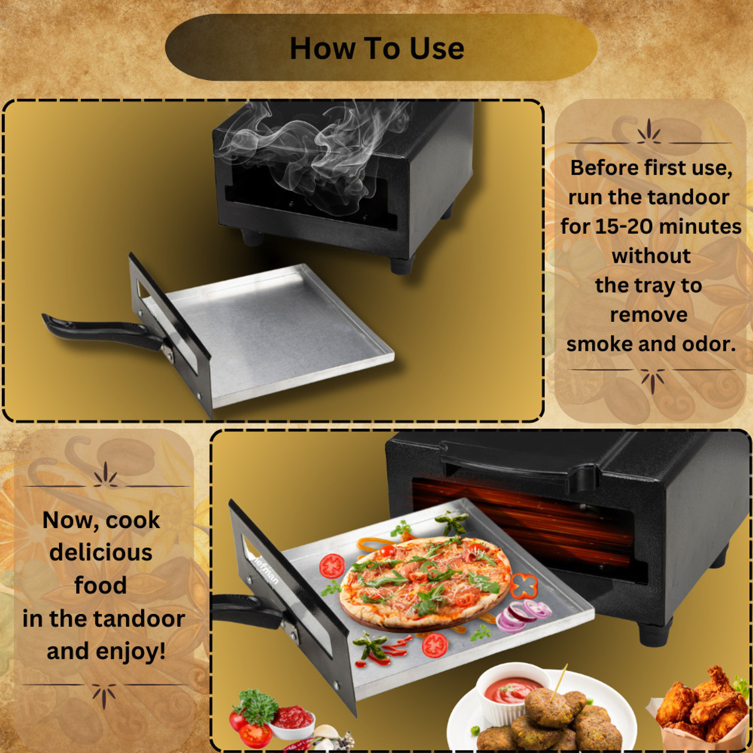 Image of Chefman 10 Inch Mini Pizza Maker & Grill | Multi-Purpose Oven for Tandoori, BBQ & Baking Electric Tandoor