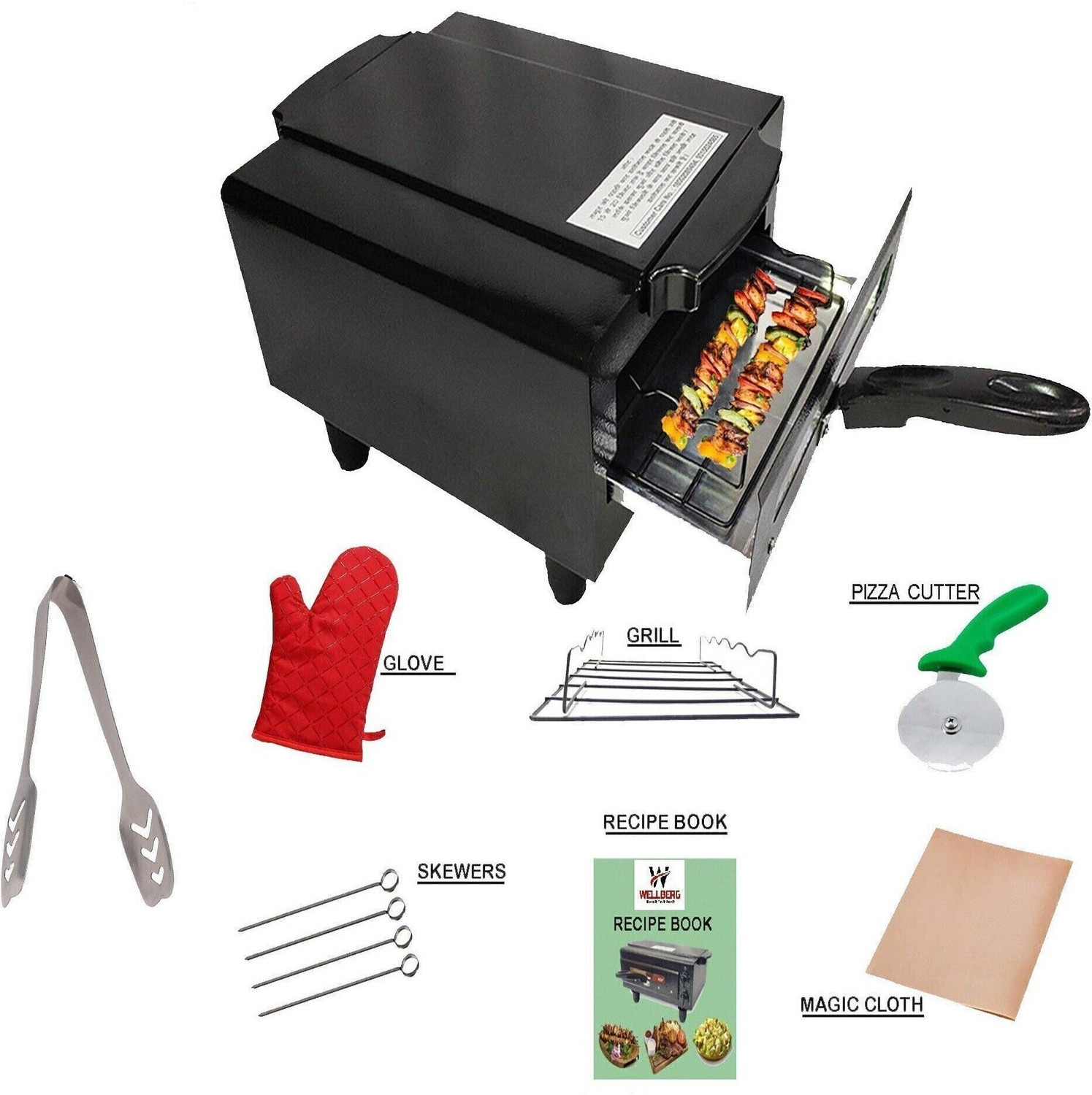 Image of WELLBERG Heavy-Duty 14-Inch Oven for Grilling, Healthy Tandoori, Baking, and Roasting Electric Tandoor