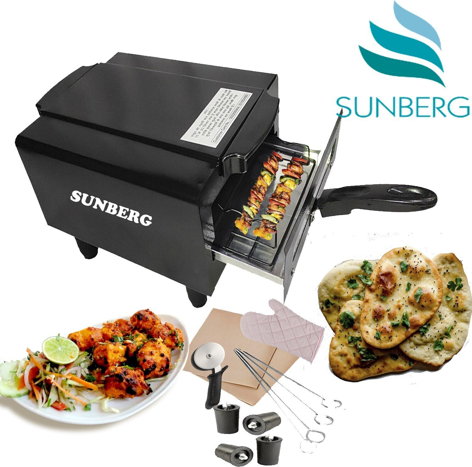 Image of SUNBERG 14inch Home Pizza Maker Oven for Kitchen Use � Ideal for Quick Baking & Roasting Electric Tandoor