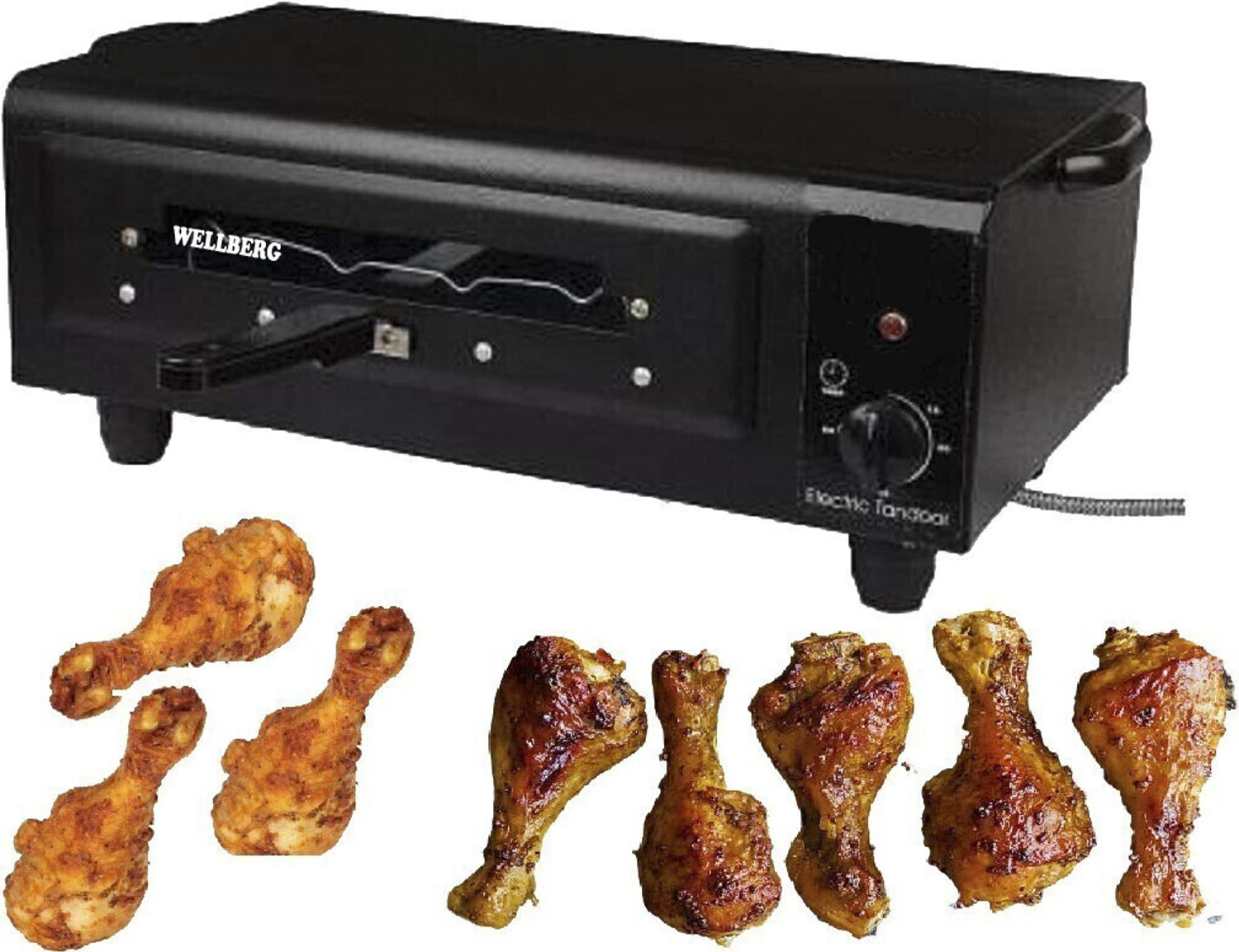 Image of WELLBERG 16-Inch Multi-Use Maker for Baking Grilling Roasting with Element Control Switch Electric Tandoor