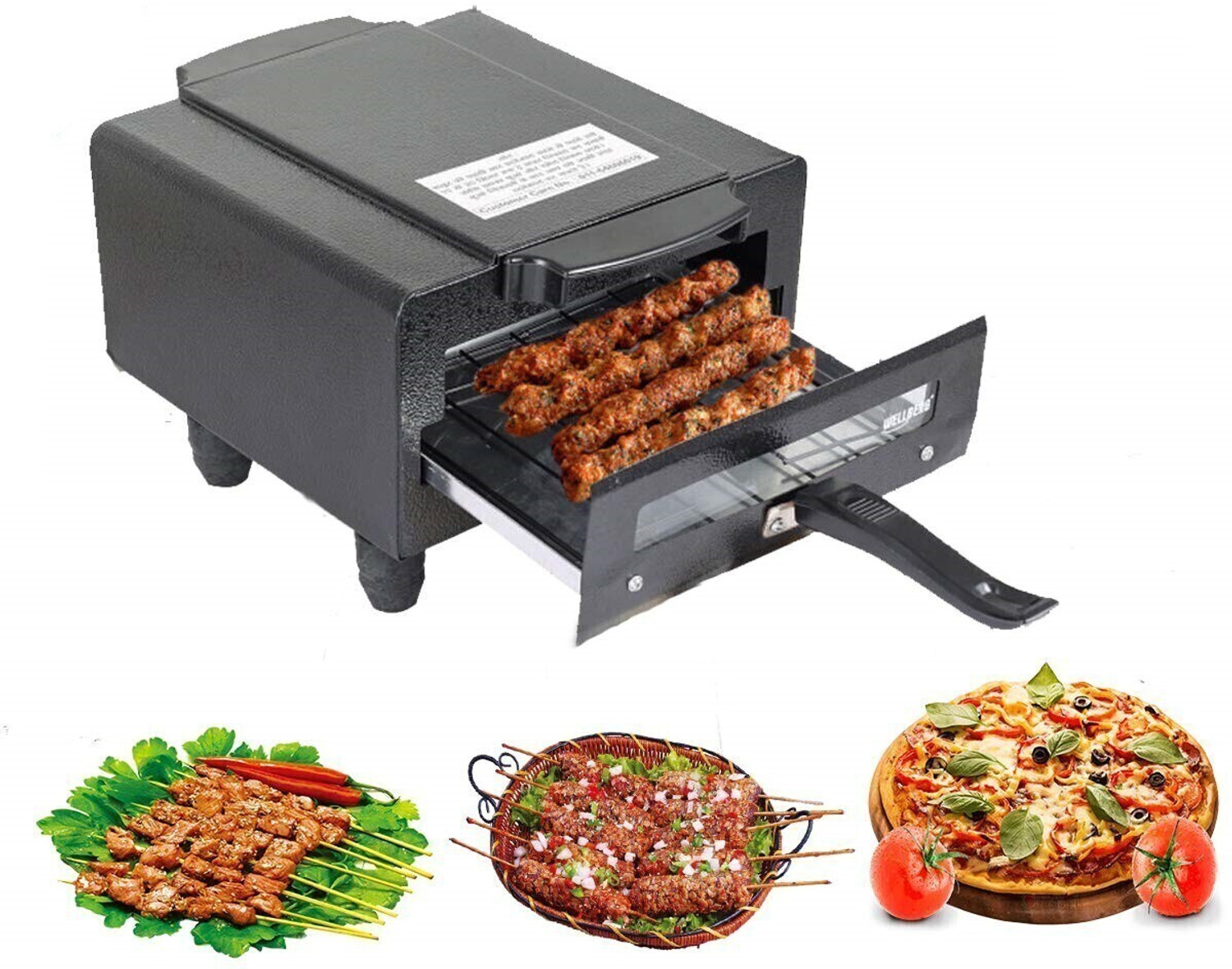 Image of WELLBERG Advance Mini 10-Inch Multi-Purpose Combo Grill � Perfect for Pizza, Naan, & Roti Electric Tandoor
