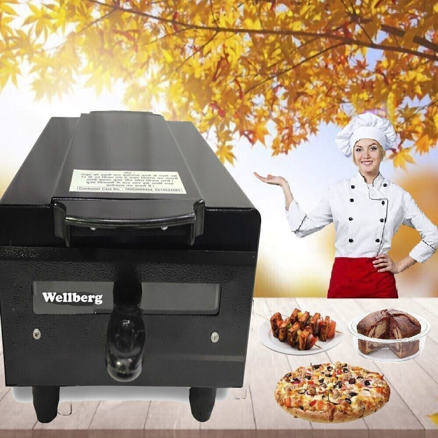 Image of WELLBERG 14-Inch Heavy-Duty Pizza Oven for Grilling, Baking, and Healthy Oil-Free Cooking Electric Tandoor