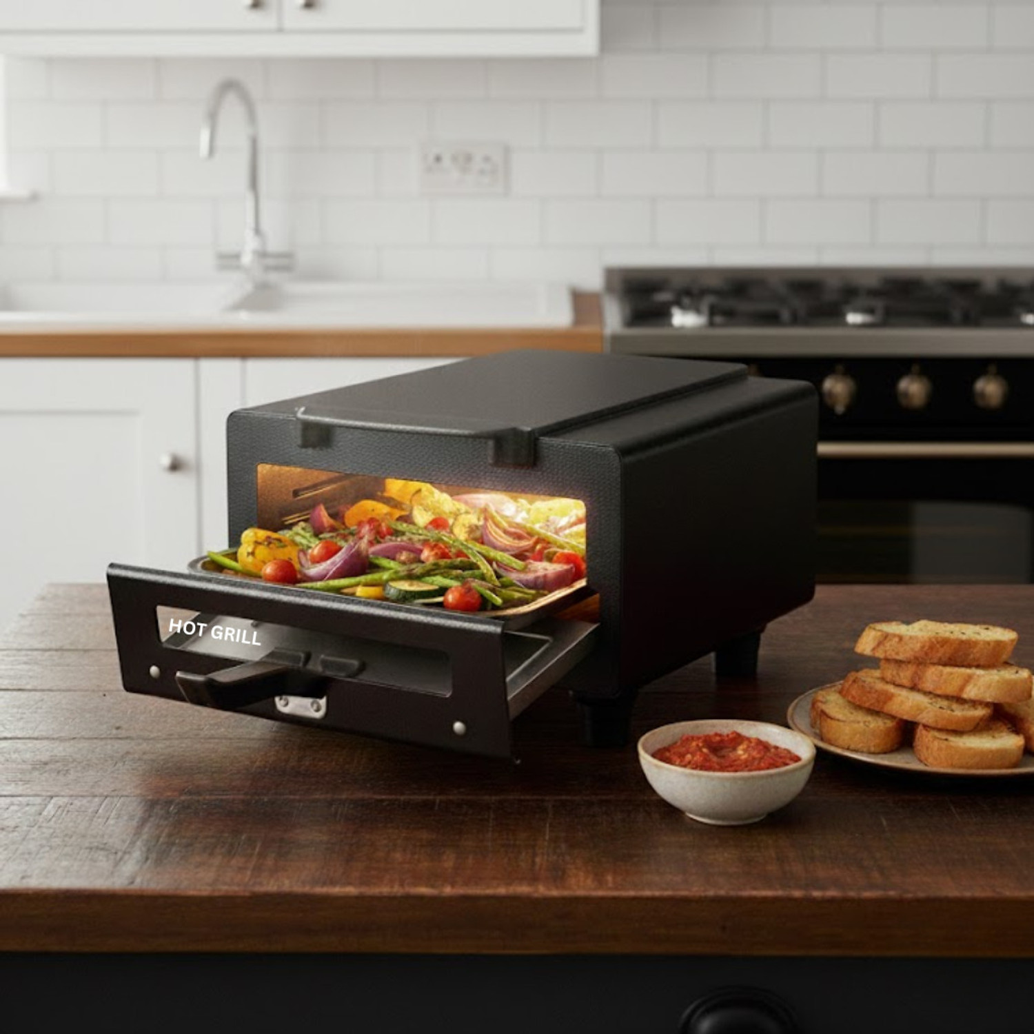 Image of Hot Grill Countertop Electric Pizza Oven 10 Inch 1500W Home Kitchen Baking Oven Pizza Maker