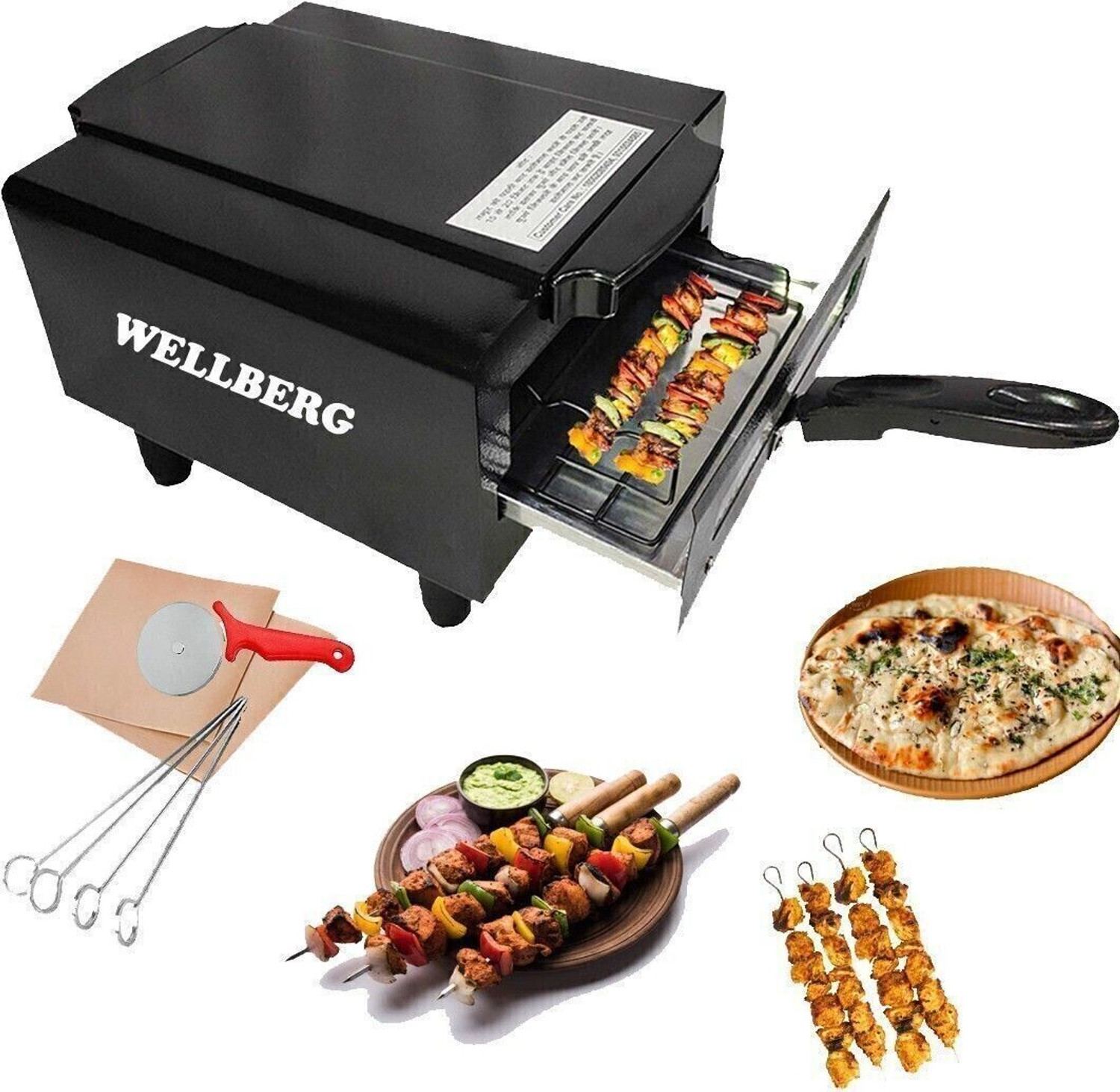 Image of WELLBERG Classic 14-Inch Kitchen Combo for Naan, Roti, Pizza, and Oil-Free Healthy Meals Electric Tandoor