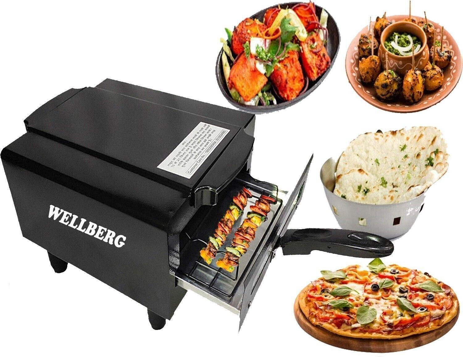 Image of WELLBERG Heavy-Duty Pizza Oven for Healthy Oil-Free Cooking, Baking, and Grilling at Home Electric Tandoor