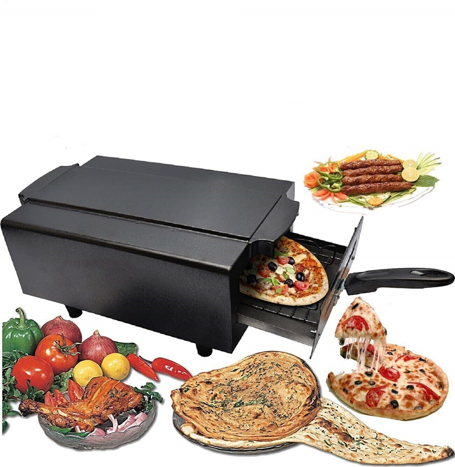 Image of WELLBERG Small Pizza Maker � Mini Combo 10-Inch for Oil-Free Cooking in Your Home Kitchen Electric Tandoor