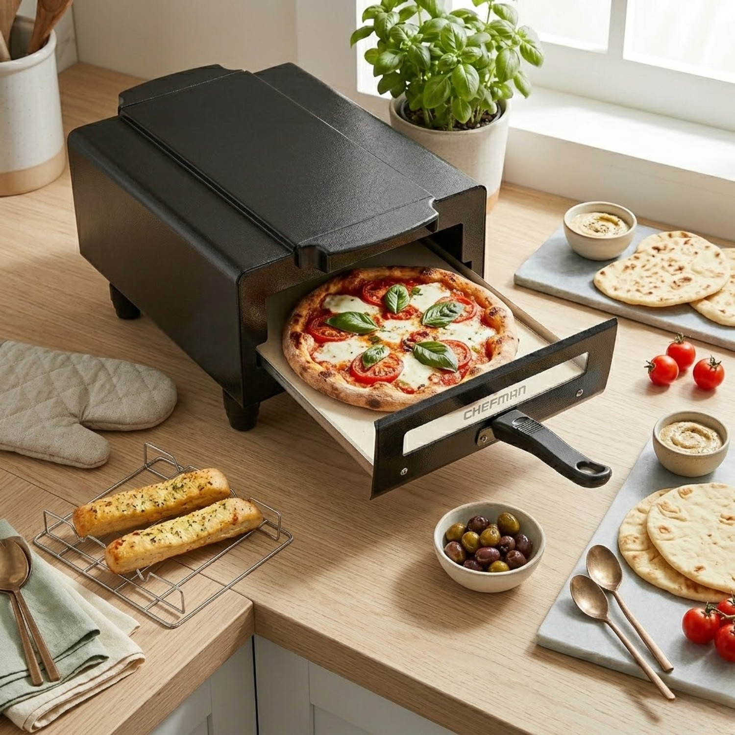 Image of Chefman 14inch Pizza Maker Oven � Multi-Purpose Kitchen Appliance for Home Cooking Electric Tandoor