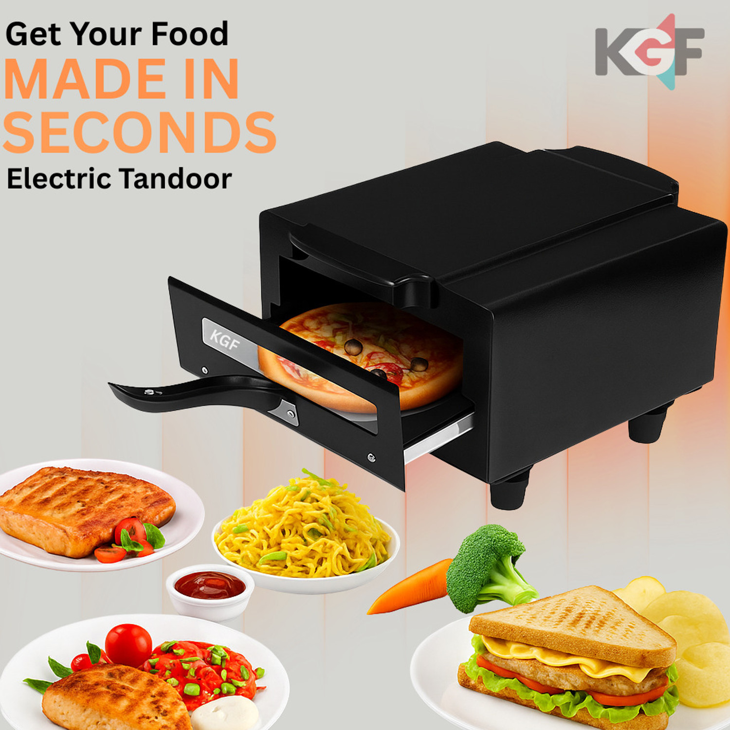 Image of KGF Compact 14 Inch 2000W Grill Oven for Kebabs, Roasts, and Tandoori Cooking Electric Tandoor