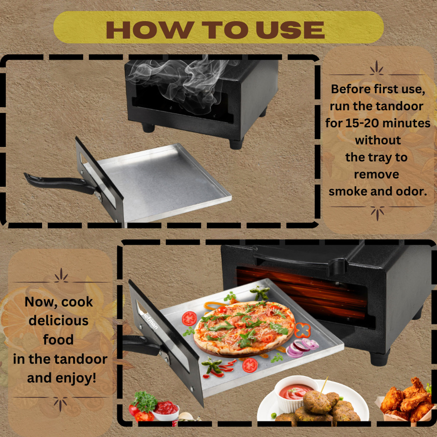 Image of Hot Grill Mini Pizza Maker Oven | 1500W | Compact & Efficient Cooking Appliance for Home Electric Tandoor