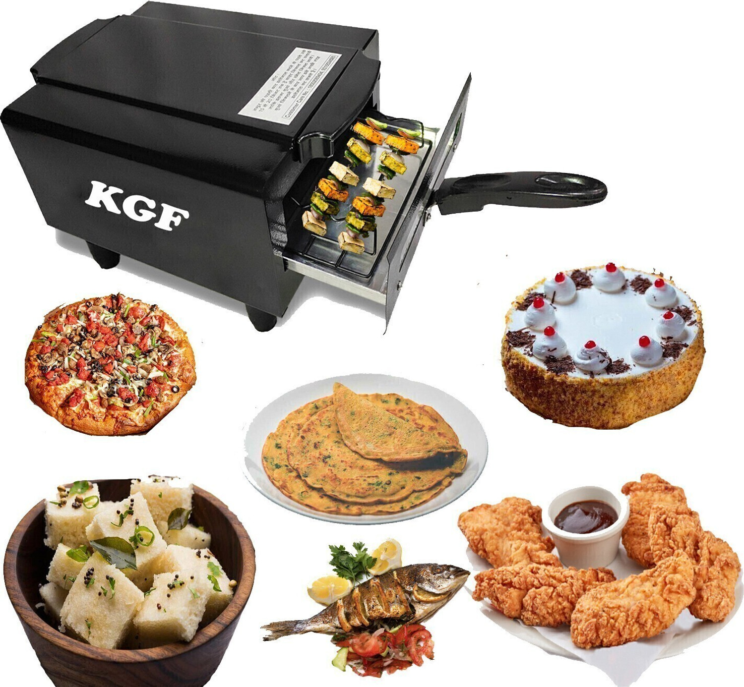 Image of KGF Mini Lightweight Combo Grill | 1500W Iron Roti Naan Maker for Home & Kitchen Electric Tandoor