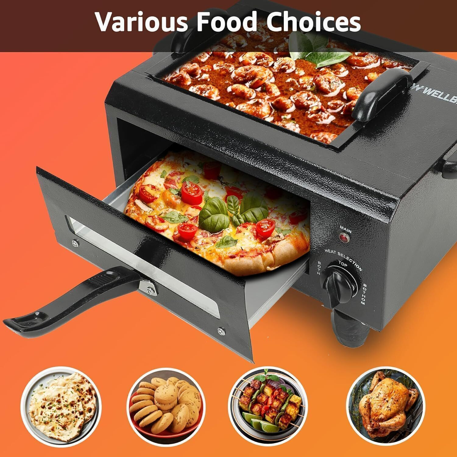 Image of WELLBERG 3-in-1 Authentic Flavor Barbeque & Tandoor at your fingers For Home Electric Tandoor