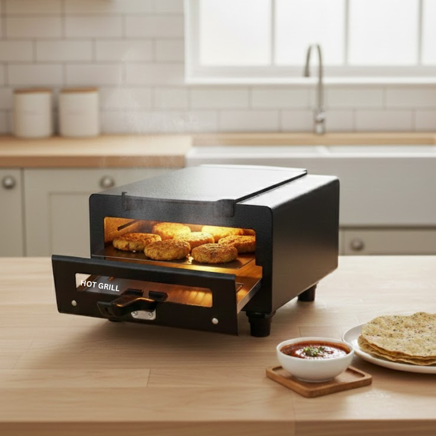 Image of Hot Grill Mini Electric Pizza Oven 10 Inch 1500W Portable Countertop Baking Oven Pizza Maker