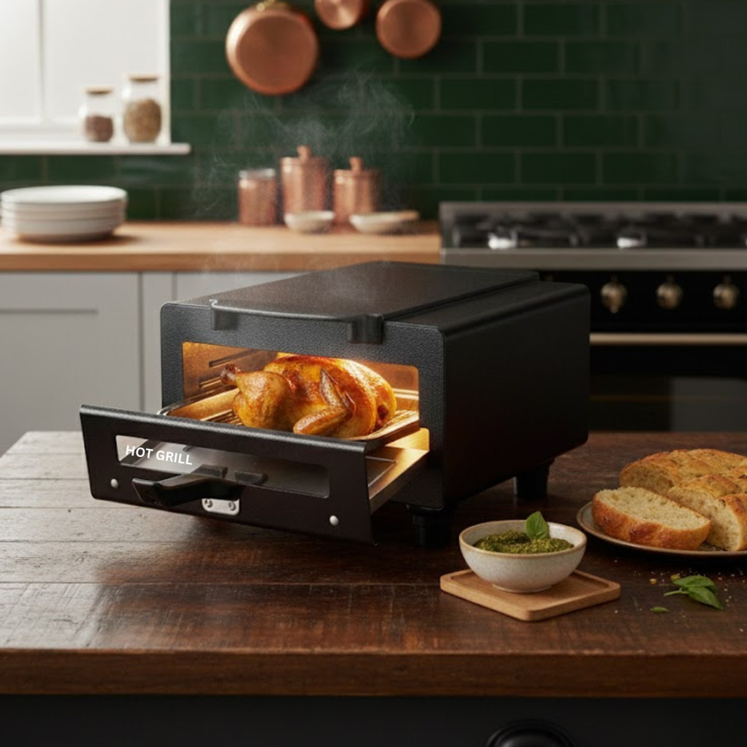 Image of Hot Grill Portable Electric Pizza Oven 10 Inch 1500W Small Home Baking Oven Pizza Maker