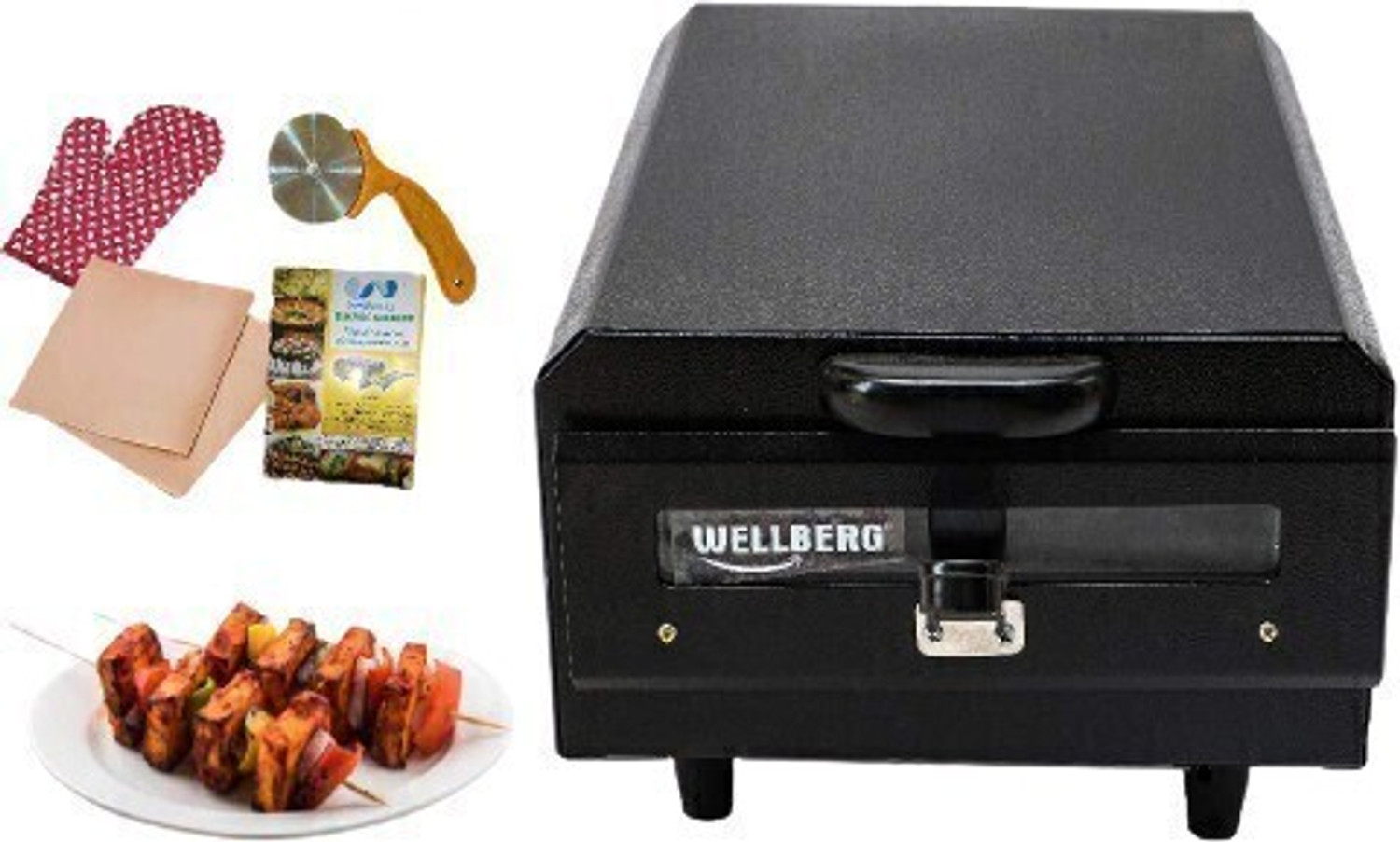 Image of WELLBERG Small Shockproof Combo � Mini 10-Inch Multi-Work Grill for Home Cooking Needs Electric Tandoor