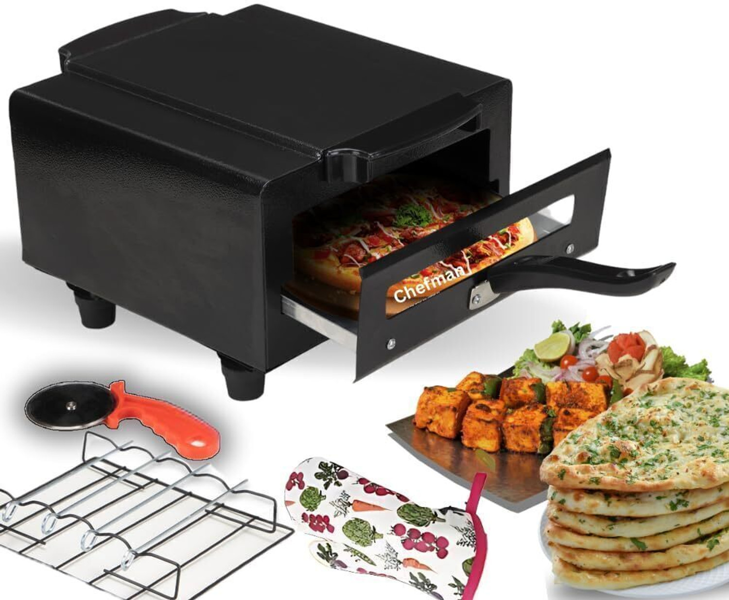 Image of Chefman Advance Mini 10-Inch Multi-Purpose Combo Smart Pizza and Naan Maker for Home Use Electric Tandoor
