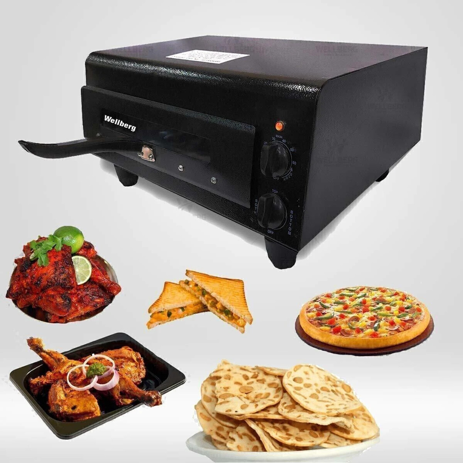 Image of WELLBERG 16-Inch Tandoor for Baking Roasting & Grilling Pizza with Element Control Switch Electric Tandoor