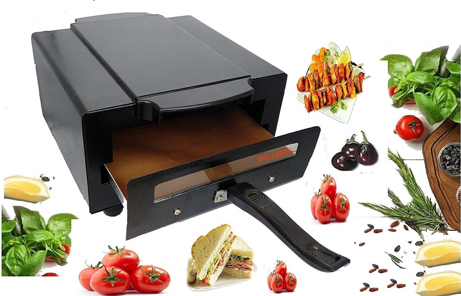 Image of Chefman Smart 10-Inch Mini Grill Pizza Oven for Roti & Naan with Complete Accessories Electric Tandoor