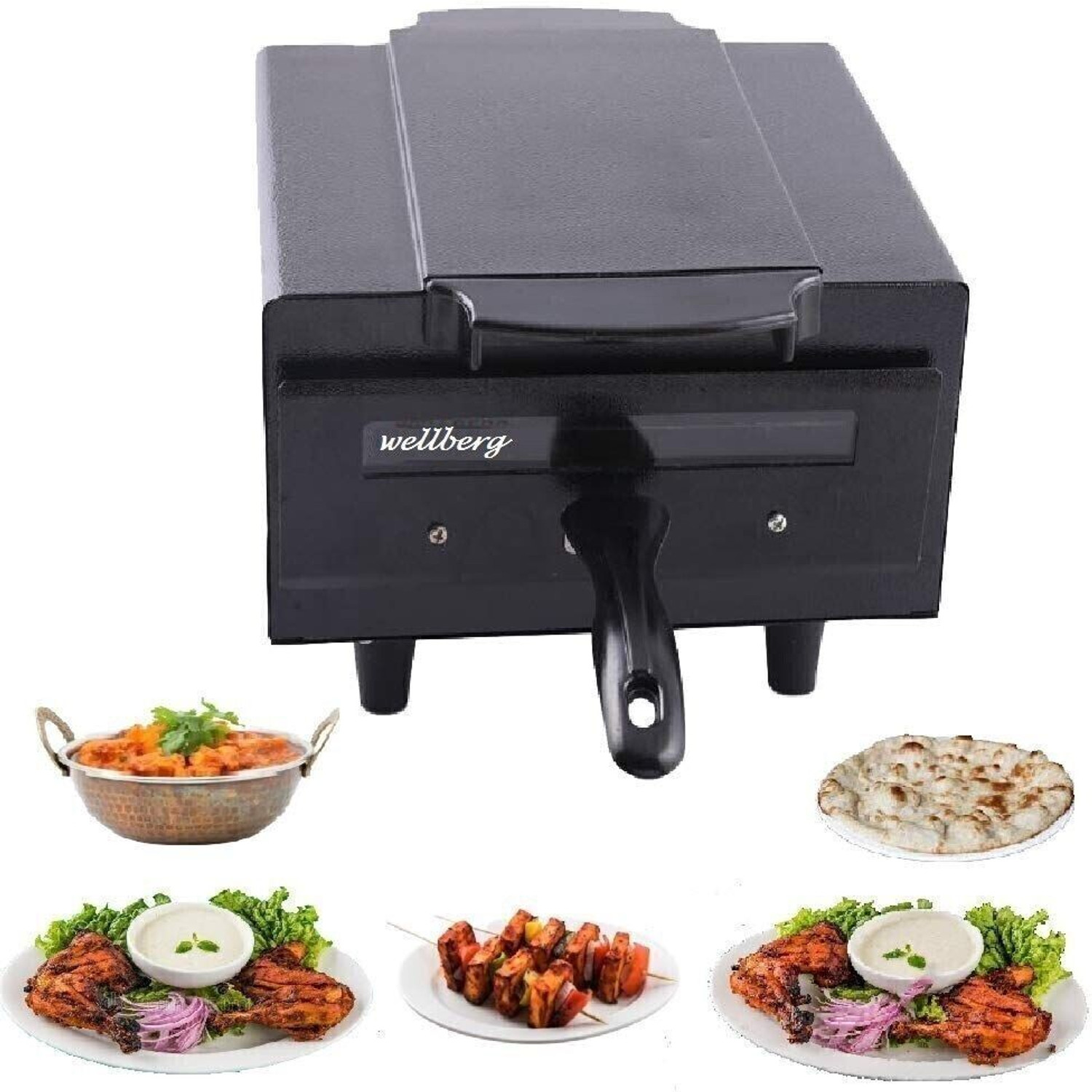 Image of WELLBERG 14-Inch Large Pizza Oven for Healthy Grilling, Roasting, and Oil-Free Baking Electric Tandoor