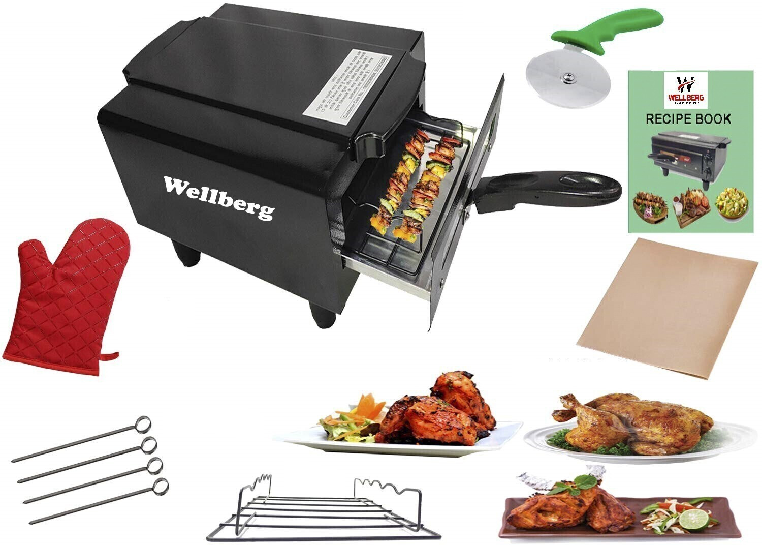 Image of WELLBERG Advance Mini 10-Inch Multi-Purpose Combo Smart Pizza and Naan Maker for Home Use Electric Tandoor