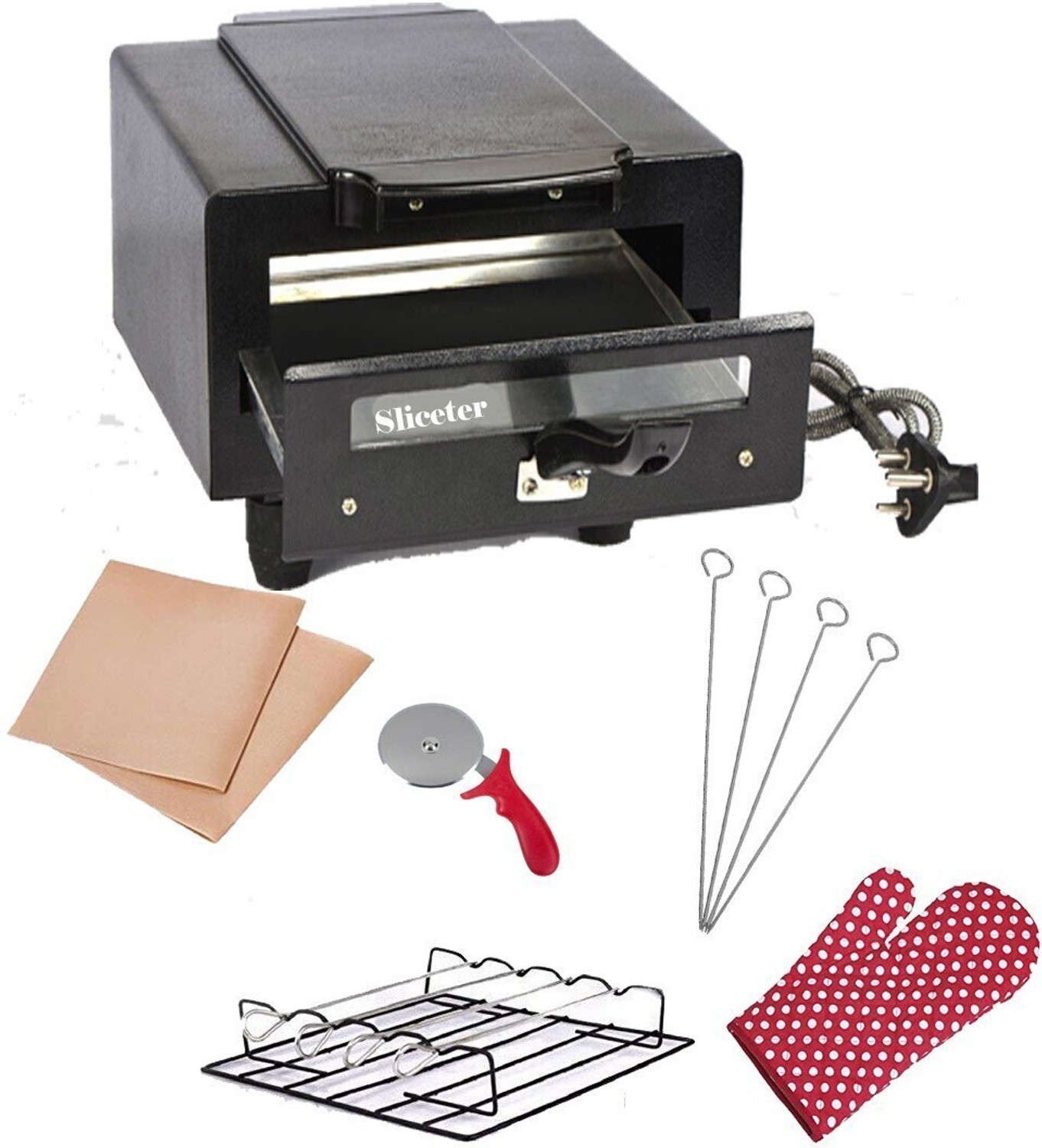 Image of SLICETER 14inch Home & Kitchen Pizza Maker Oven � Multi-Purpose Cooking and Baking Tool Electric Tandoor