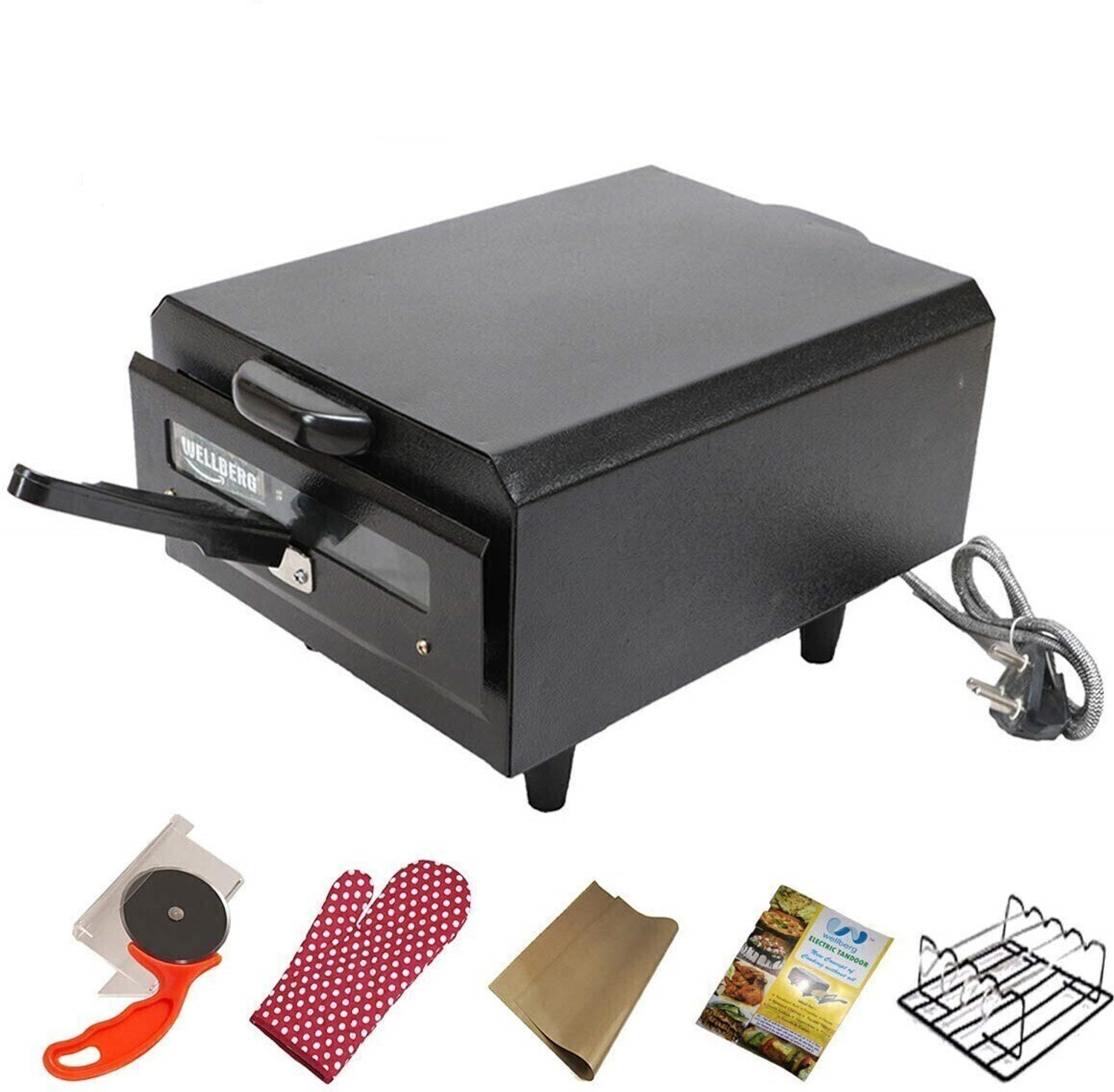 Image of WELLBERG Mini 10-Inch Combo Grill � Smart Looking Pizza and Naan Maker for Home Use Electric Tandoor