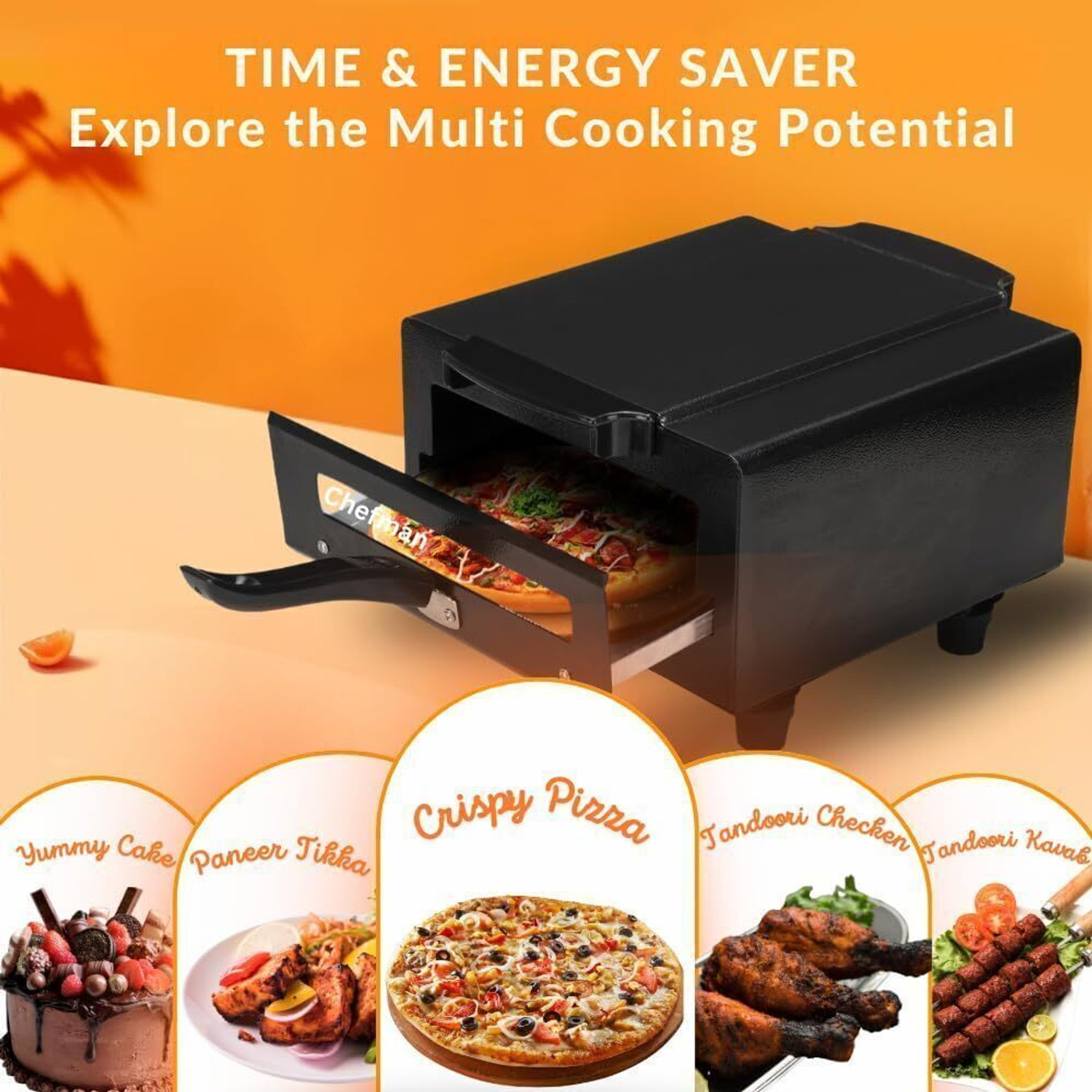 Image of Chefman Advance Mini 10-Inch Multi-Purpose Combo Smart Pizza and Naan Maker for Home Use Electric Tandoor