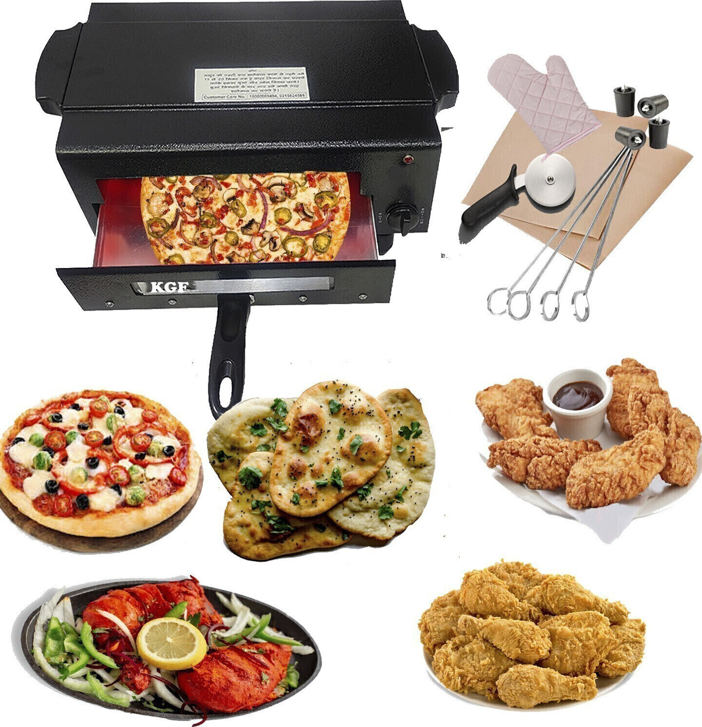 Image of KGF 16-Inch Pizza Maker for Baking, Roasting & Grilling with Element Control Switch Electric Tandoor