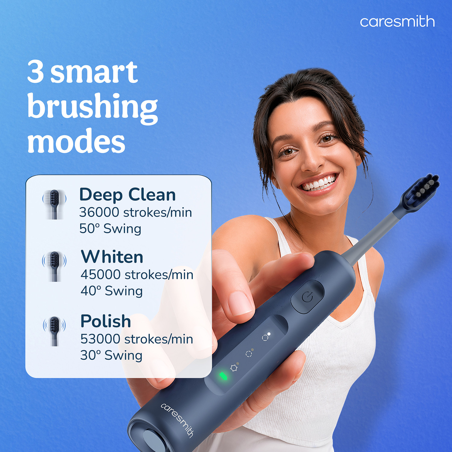 Image of caresmith Spark Vibrasonic Electric Toothbrush | 5 Operational Modes Electric Toothbrush