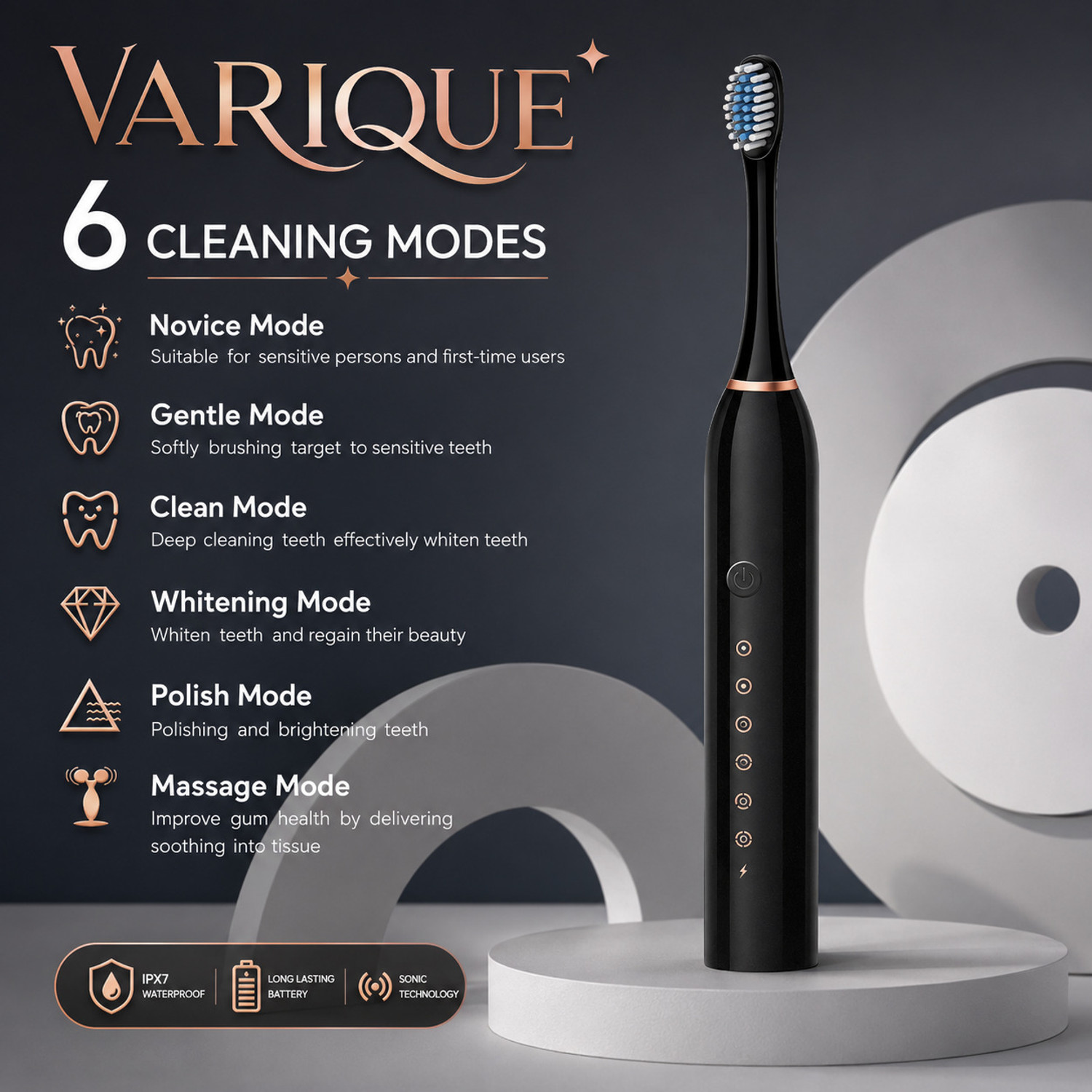 Image of varique electric brush,Electric Travel Toothbrush USB Rechargeable 6 Position toothbrush Electric Toothbrush