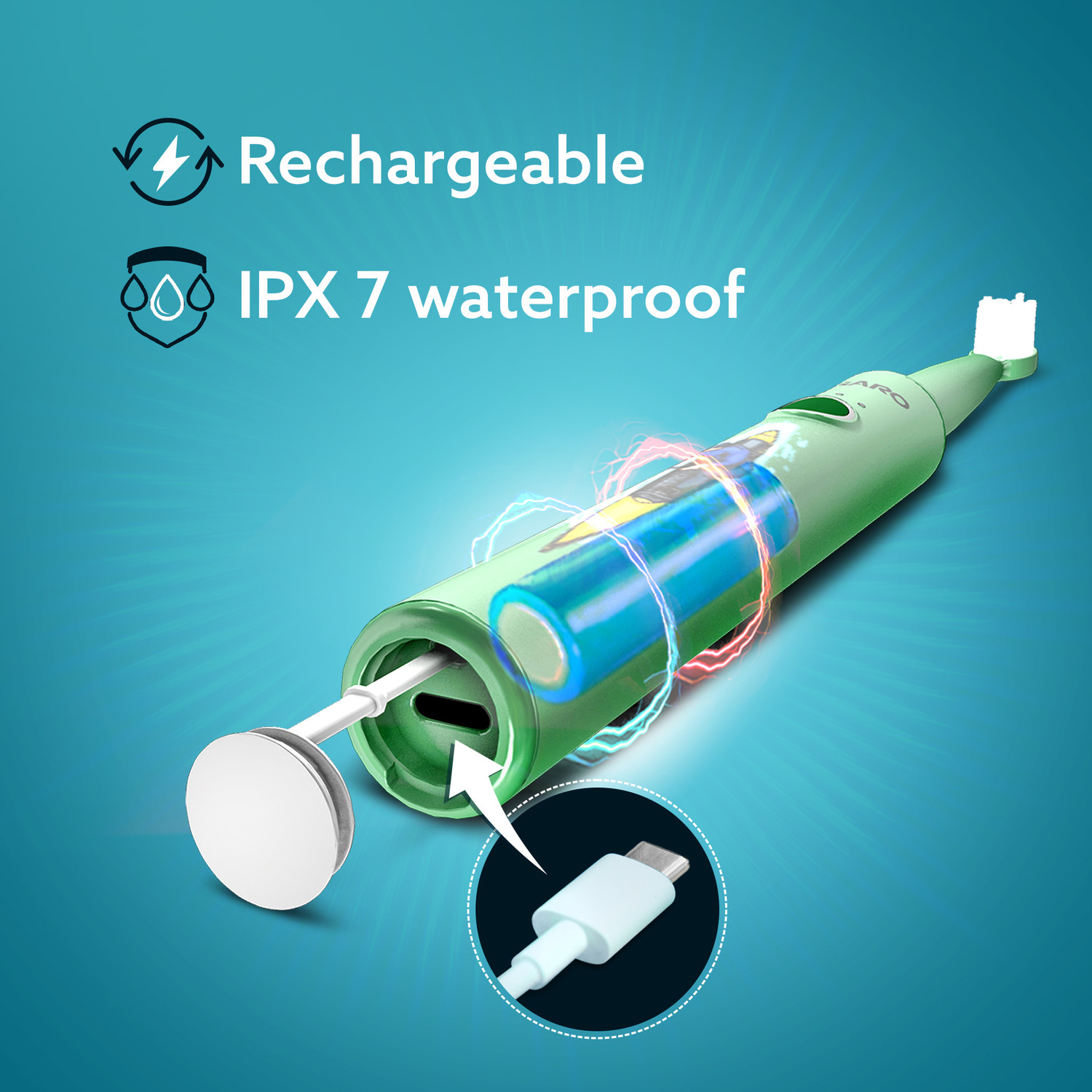 Image of AGARO REX Lite Sonic Electric Kids Toothbrush with 3 Brushing Modes Electric Toothbrush