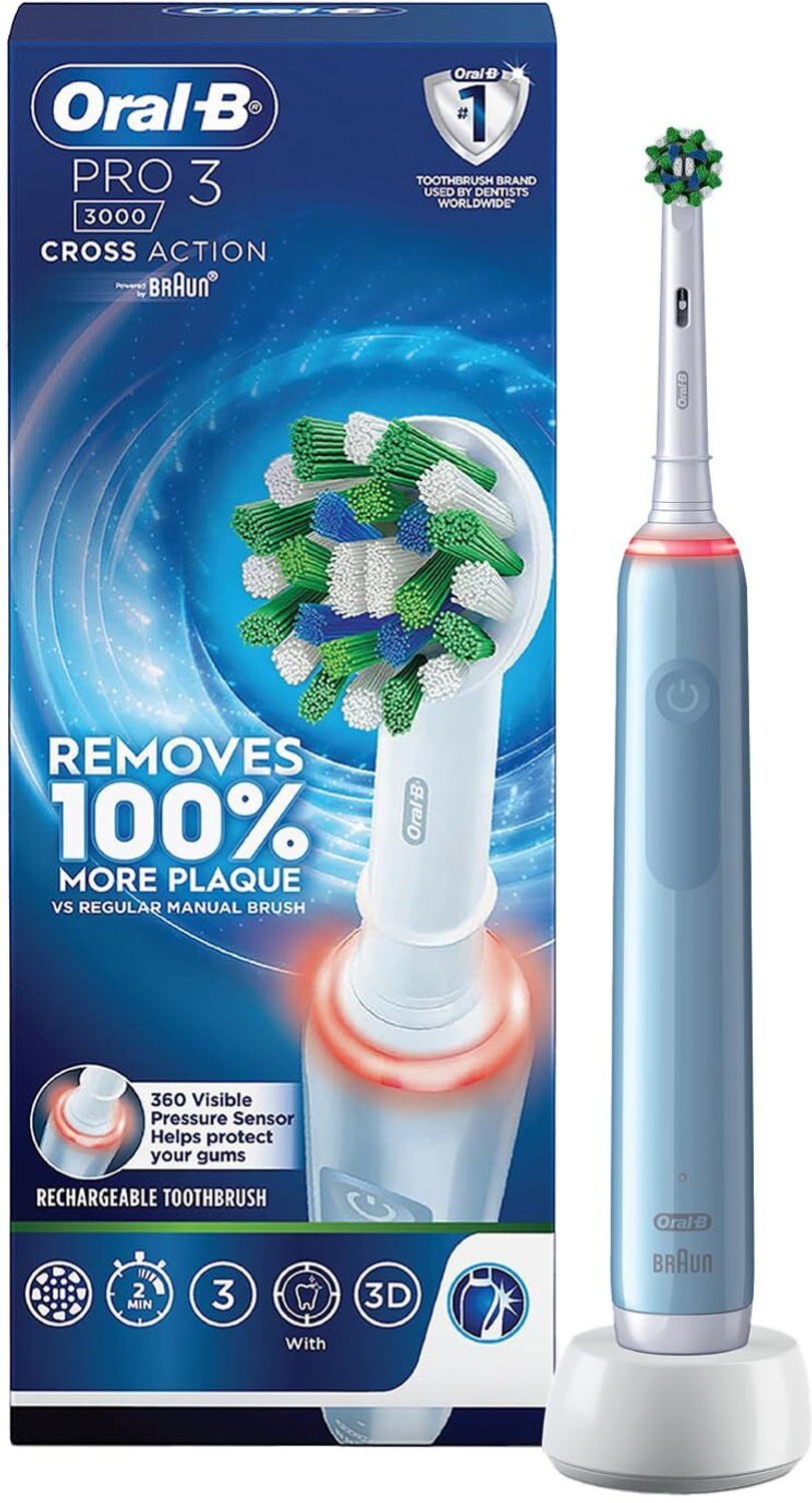 Image of Oral-B Rechargeable Rotating3 Cleaning Modes with Pressure Sensor Electric Toothbrush (Blue)