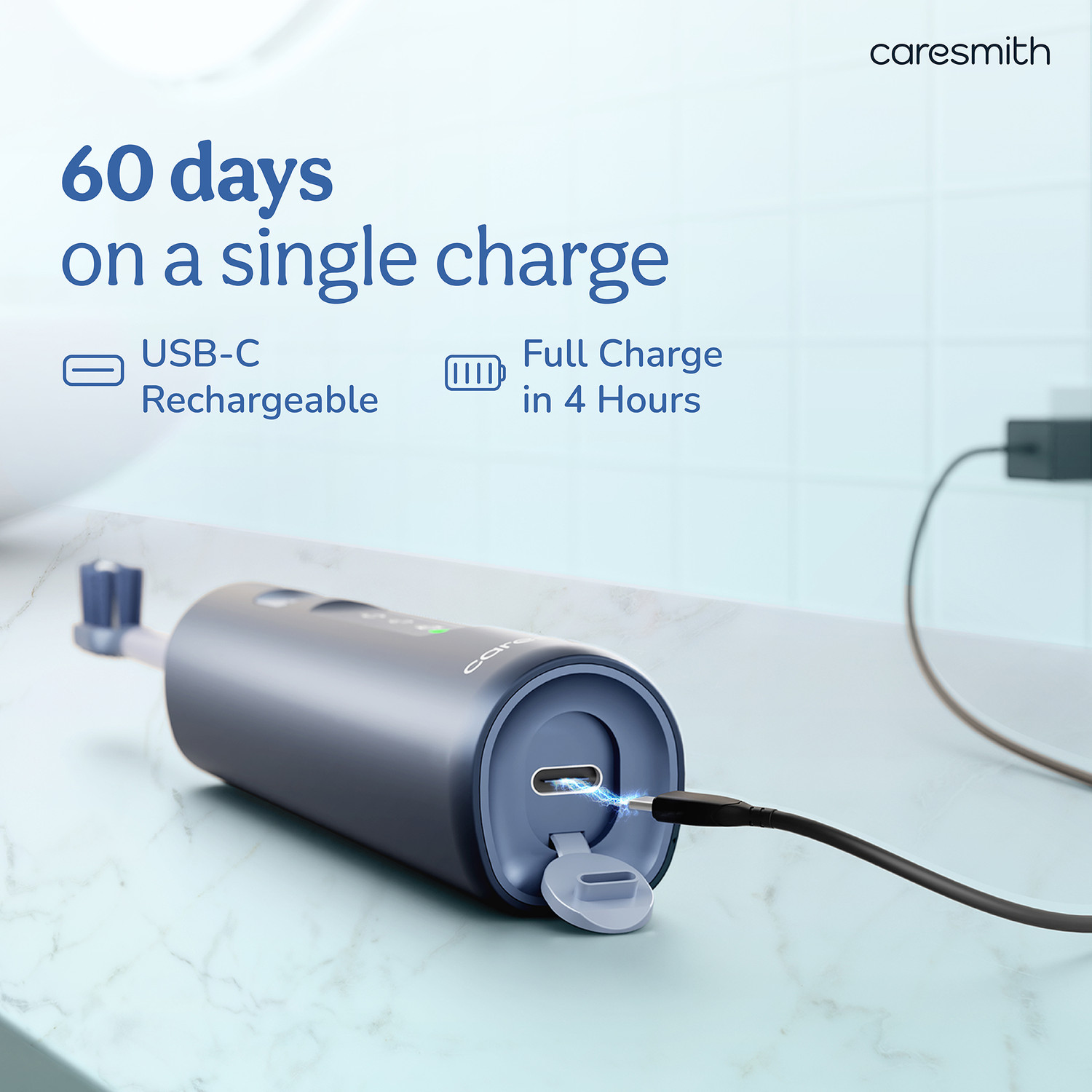Image of caresmith Spark Vibrasonic Electric Toothbrush | 5 Operational Modes Electric Toothbrush