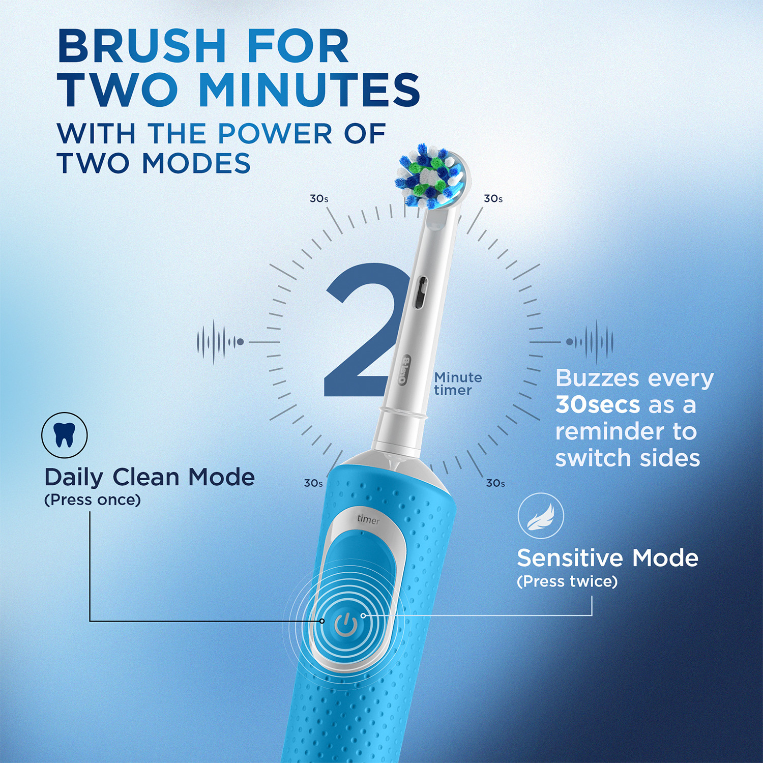 Image of Oral-B Vitality Blue, 2 Brushing Modes, 2 Min Timer,Rechargeable Electric Toothbrush