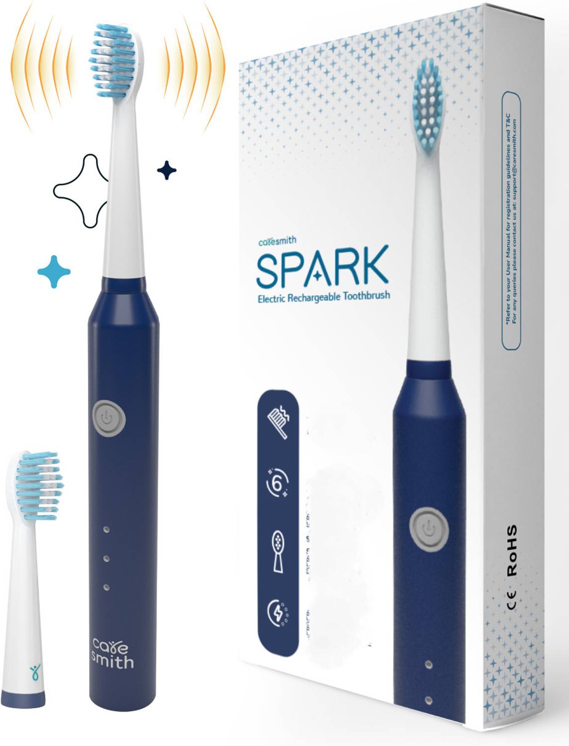 caresmith SPARK Electric Rechargeable Toothbrush | 6 Operational Modes Electric Toothbrush Electric Toothbrush